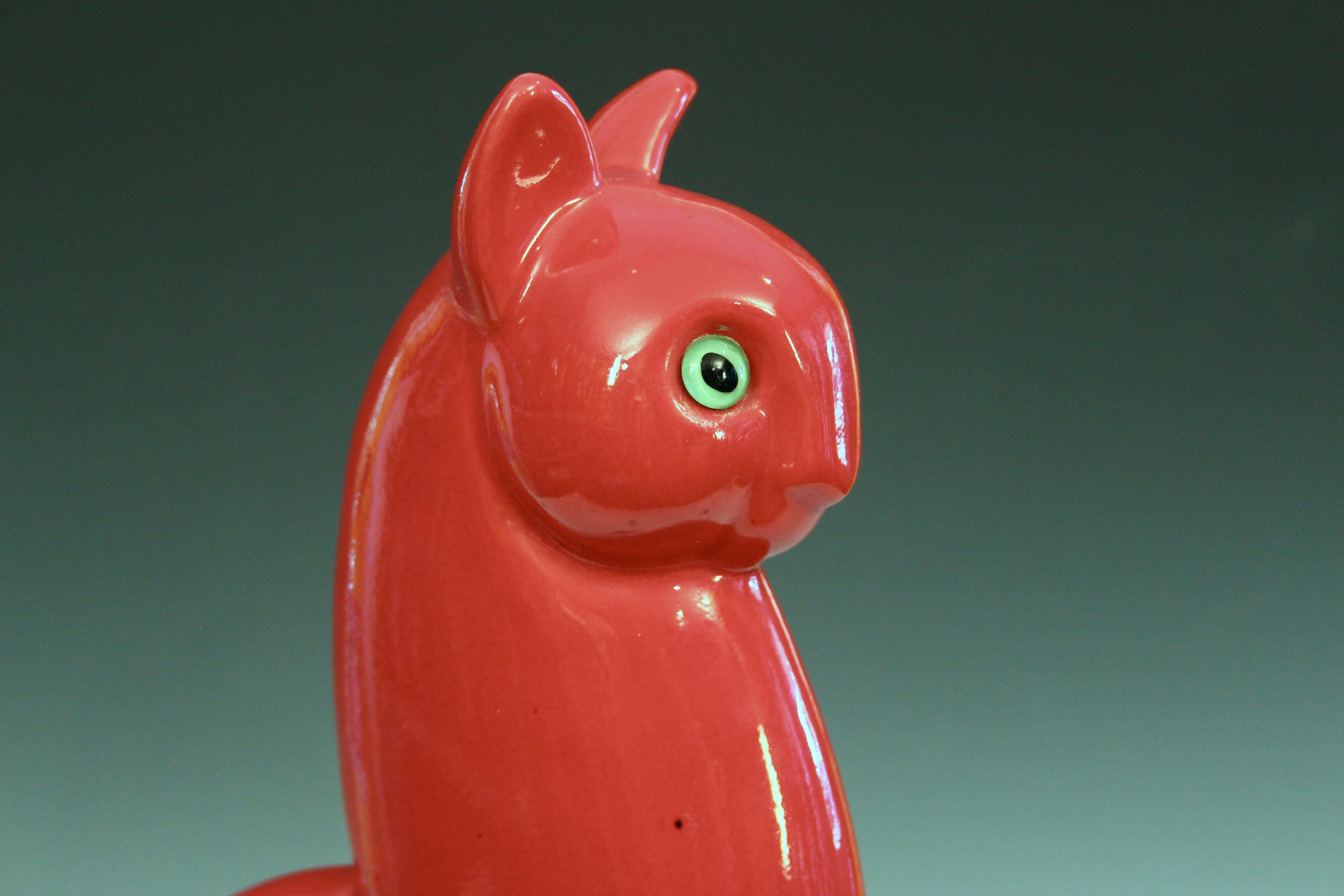 Royal Haeger Pottery Deep Red Glaze Cat 20.5” In Good Condition In Wilton, CT