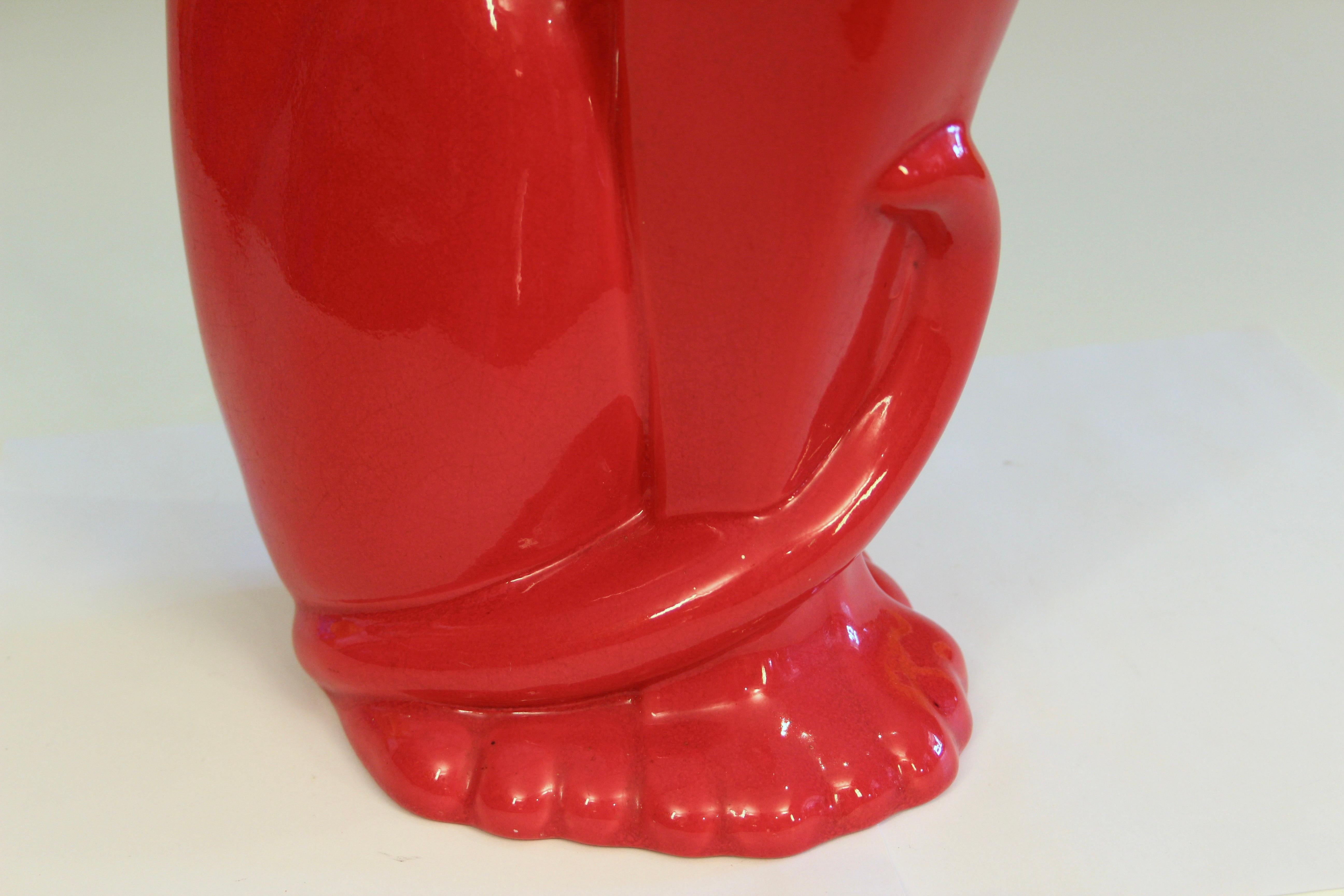 Mid-20th Century Royal Haeger Pottery Deep Red Glaze Cat 20.5”