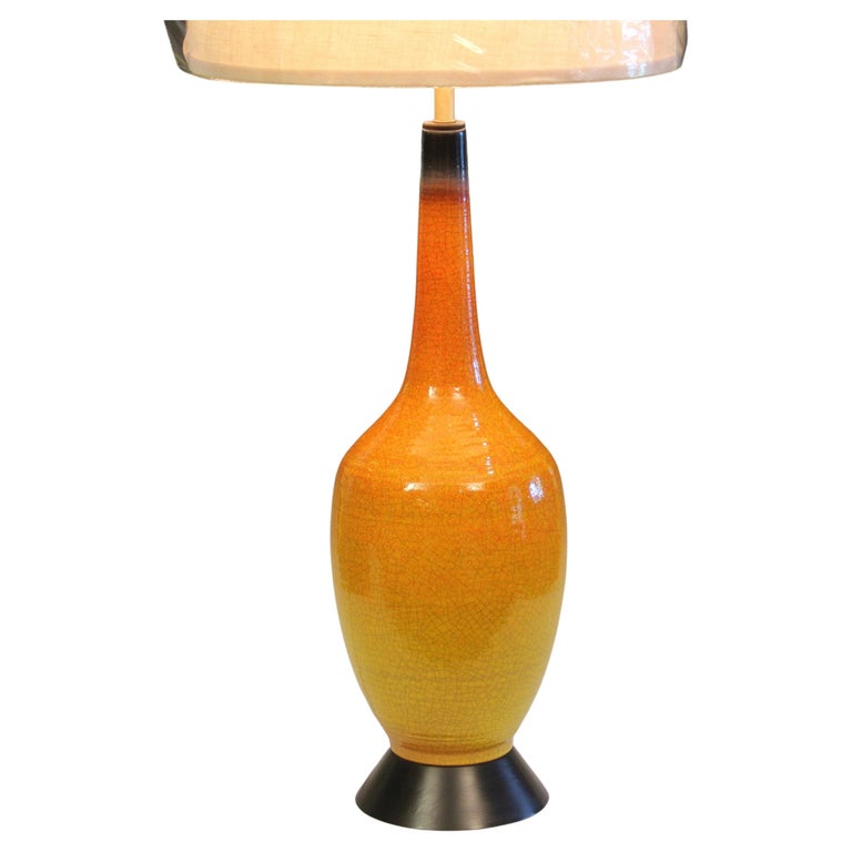Royal Haeger Pottery Lamp Sunrise Crackle Glaze Vintage 1960s Retro For