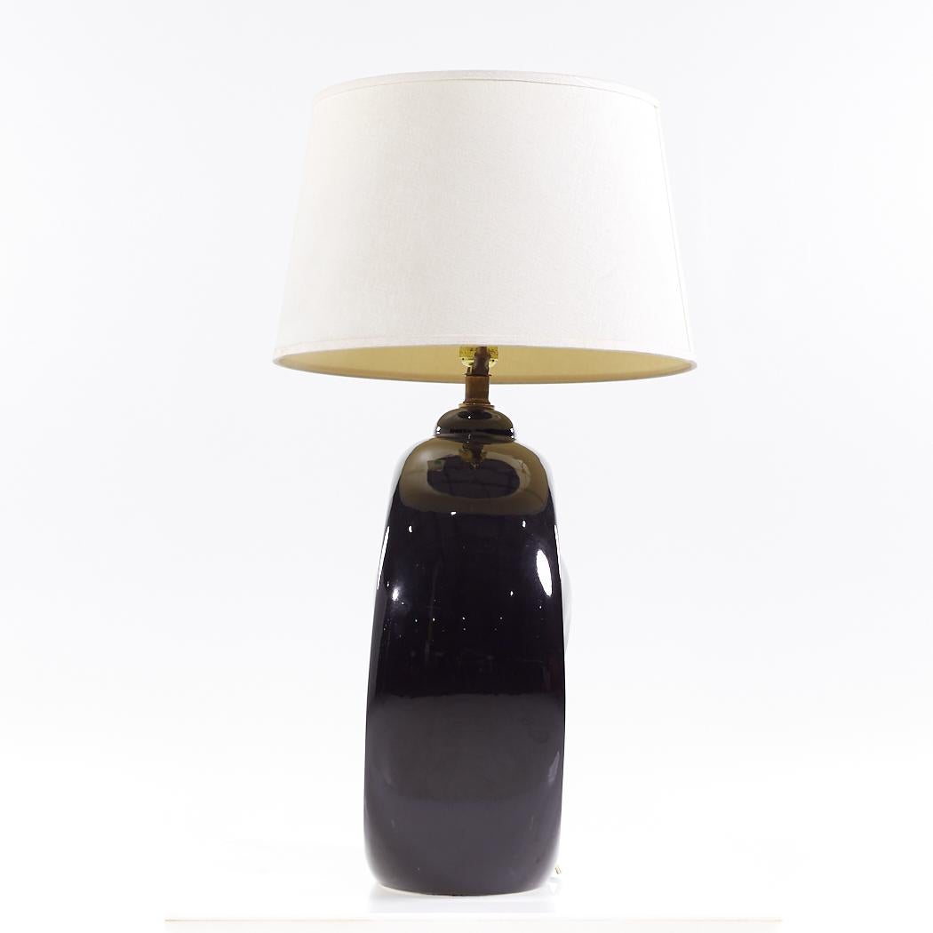 Metal Royal Haeger Style Postmodern Black Swirl Pottery Lamps For Sale