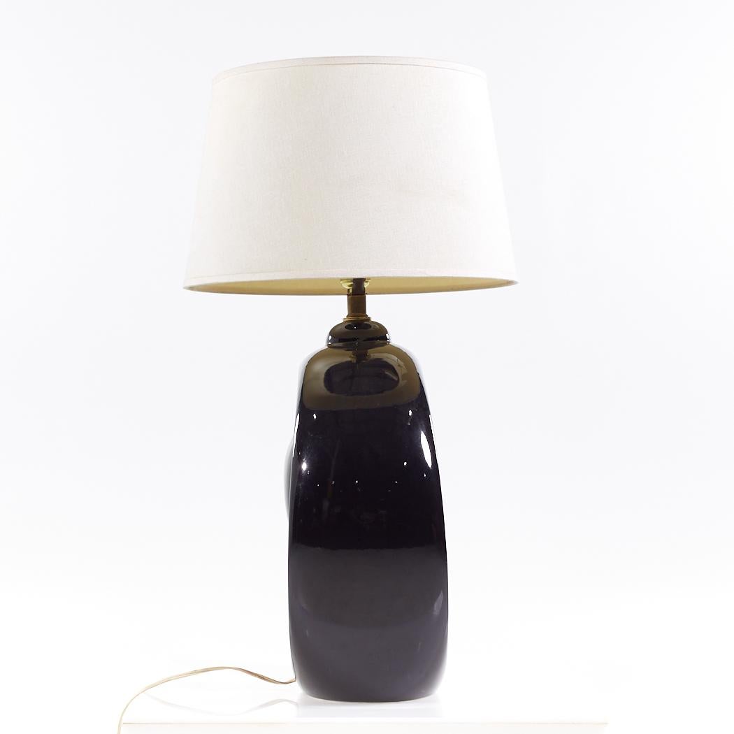 Royal Haeger Style Postmodern Black Swirl Pottery Lamps For Sale 2