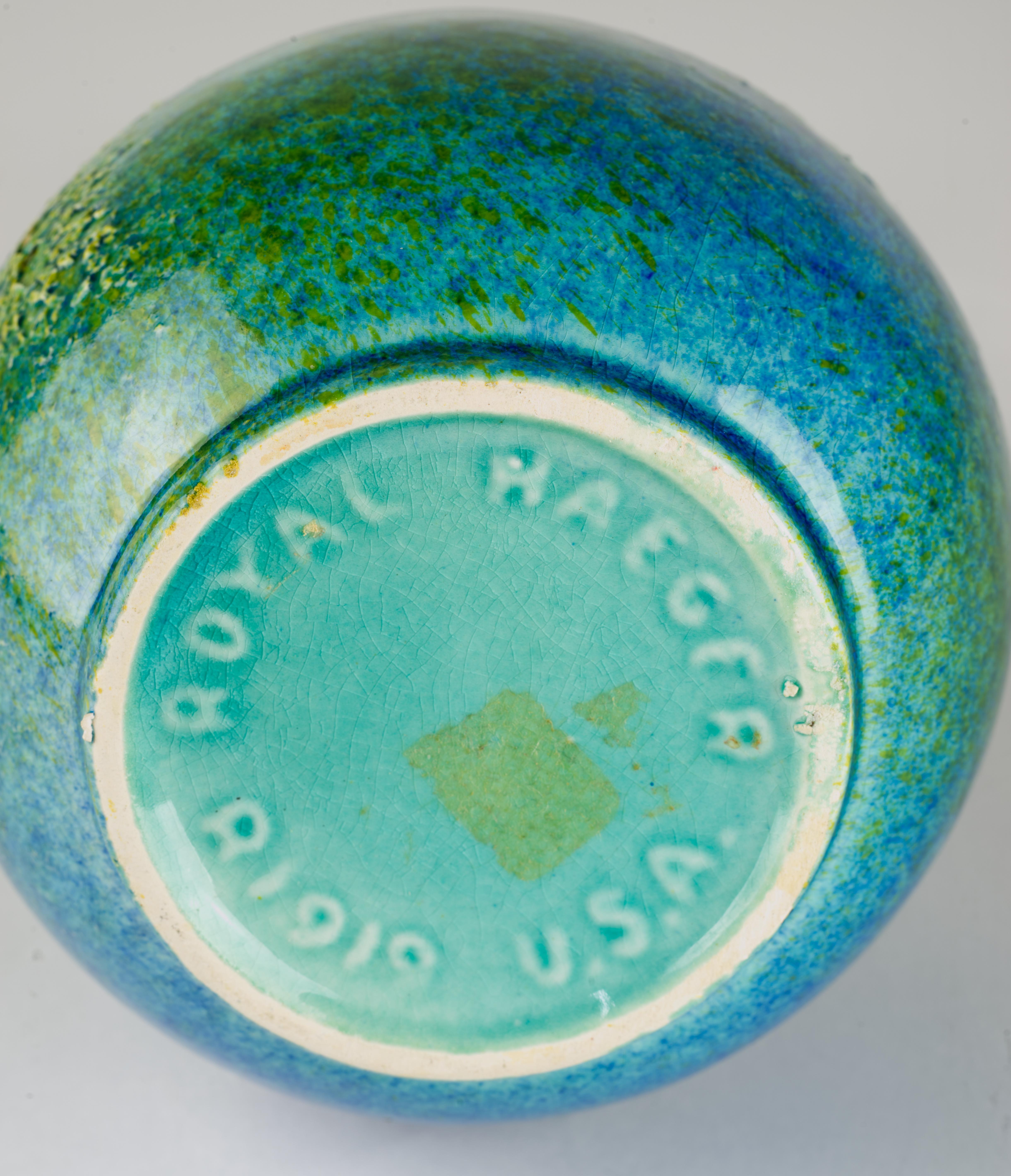 20ième siècle Vase Royal Hae émaillé sarcelle et lave mi-siècle moderne en vente