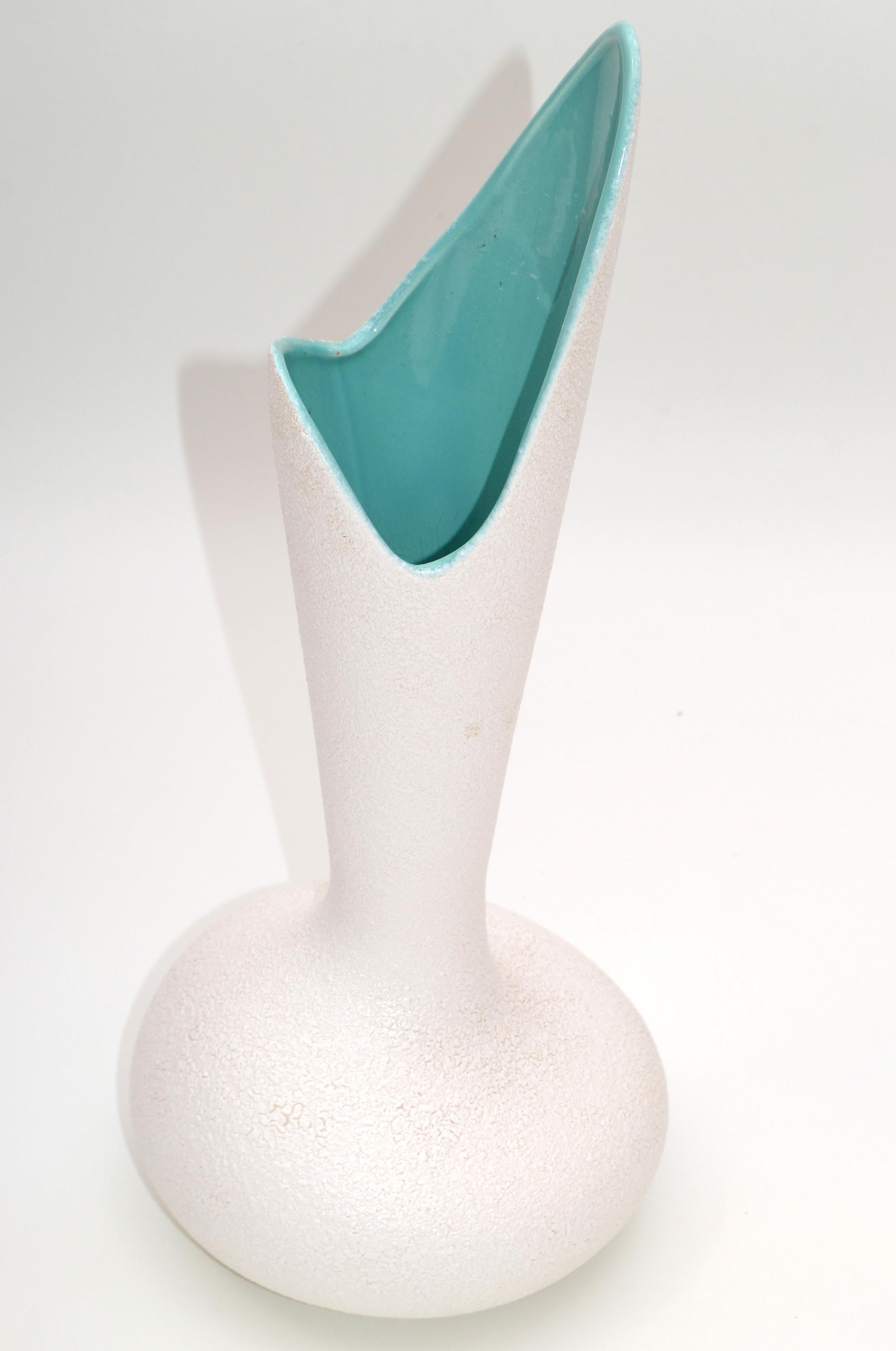 Royal Haeger White & Turquoise Lava Glazed Pottery Vase Mid-Century Modern, USA 2