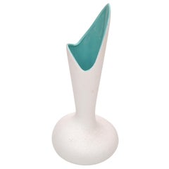 Royal Haeger White & Turquoise Lava Glazed Pottery Vase Mid-Century Modern, USA