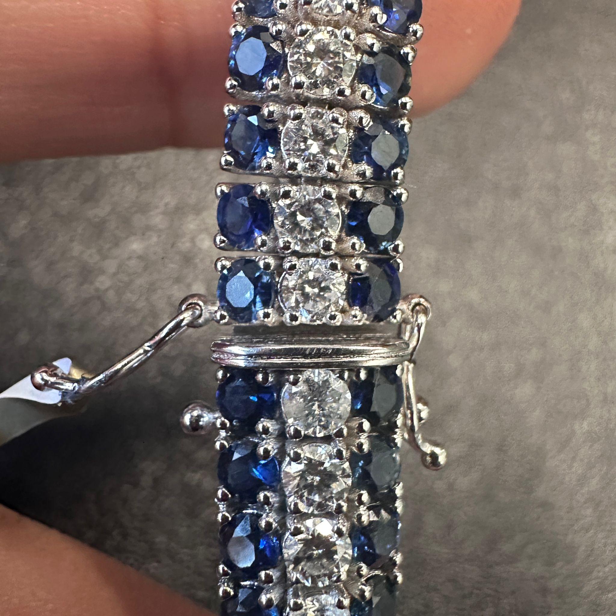 da uomo o donna Bracciale Royal Harmony, zaffiri naturali e diamanti da 20,30 carati in oro bianco 18 carati in vendita