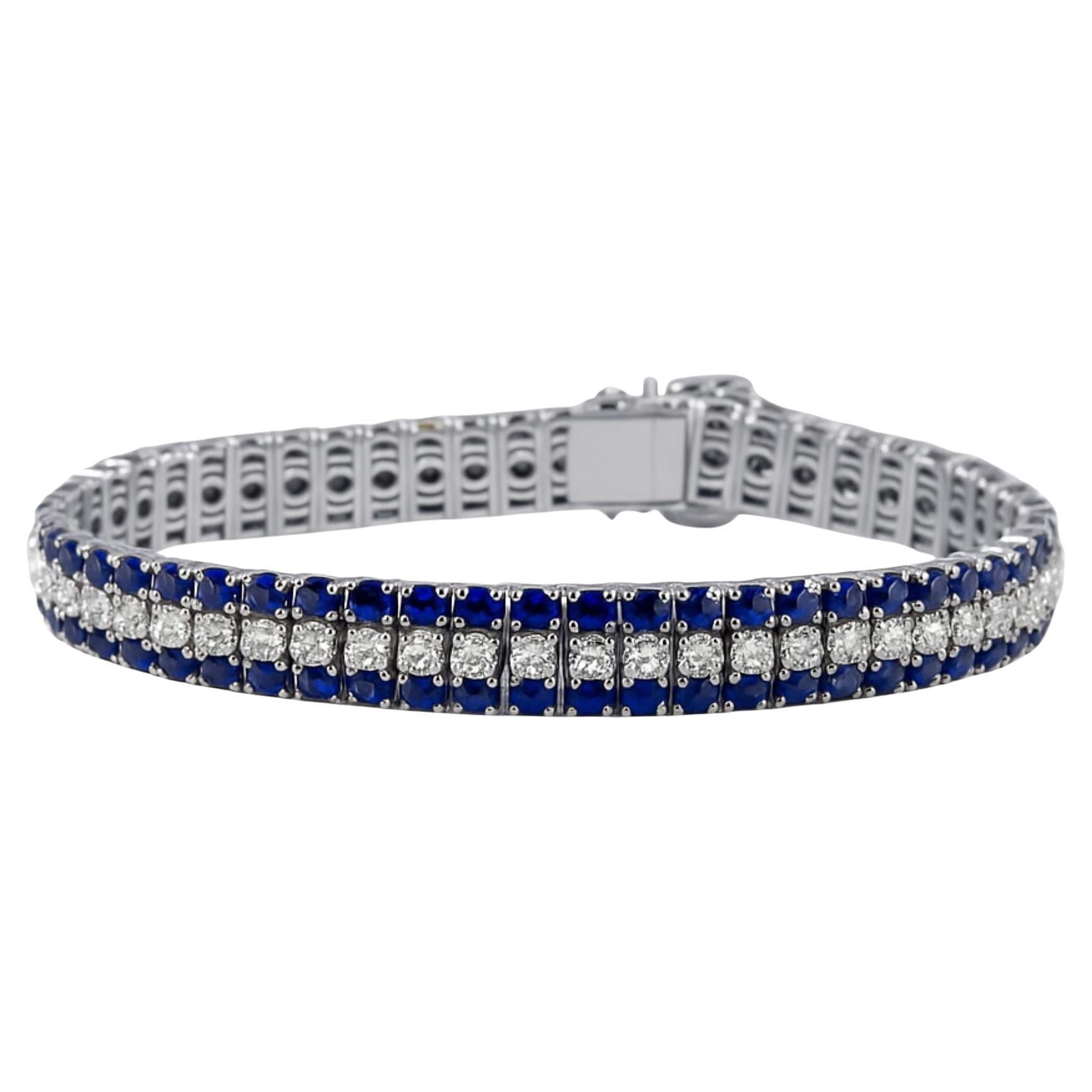 Bracciale Royal Harmony, zaffiri naturali e diamanti da 20,30 carati in oro bianco 18 carati in vendita
