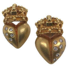 Pendientes de Diamantes Corazón Real Oro Amarillo de 18 K