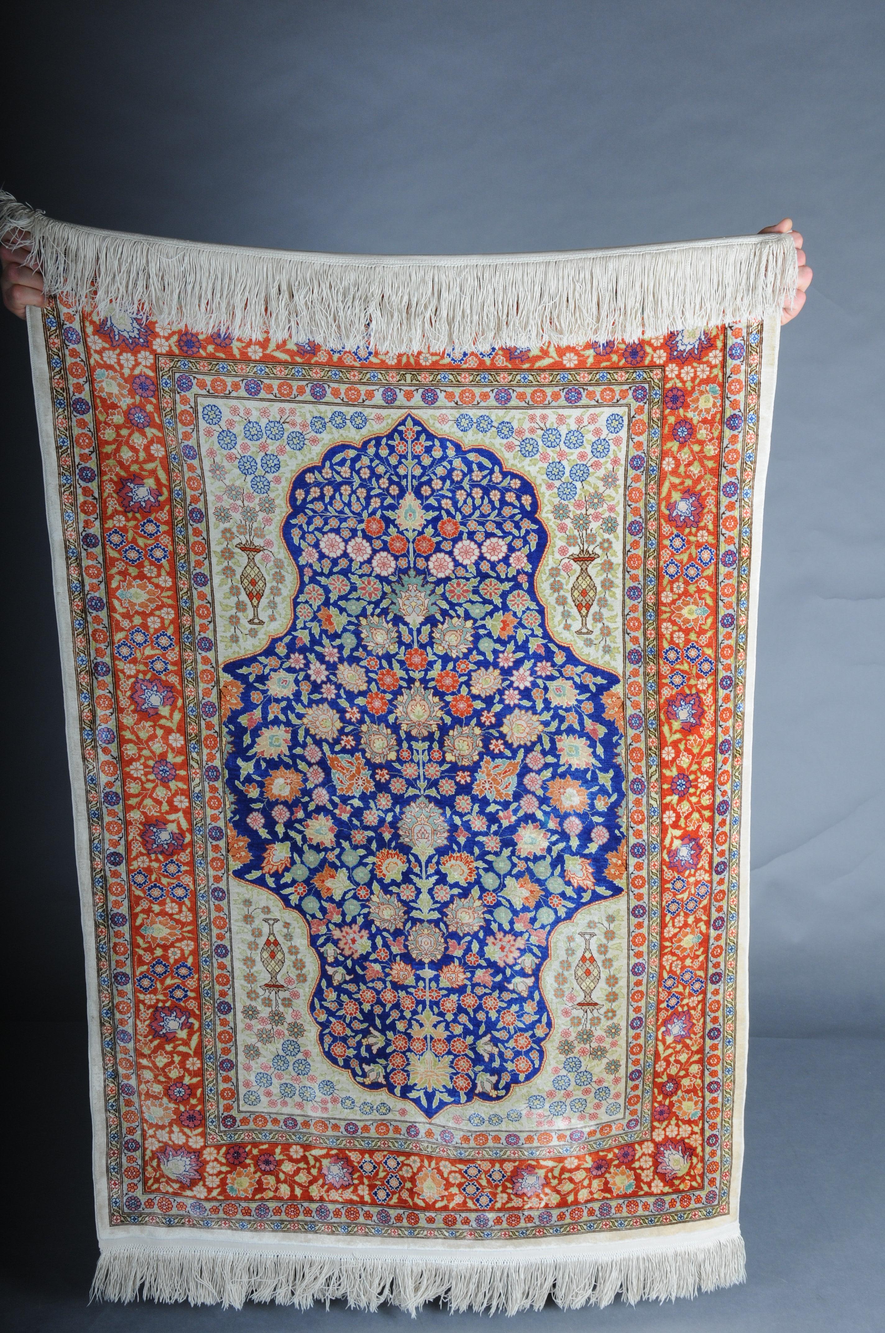 Königlicher Hereke Teppich, Seide auf Seide um 1980 im Angebot 10