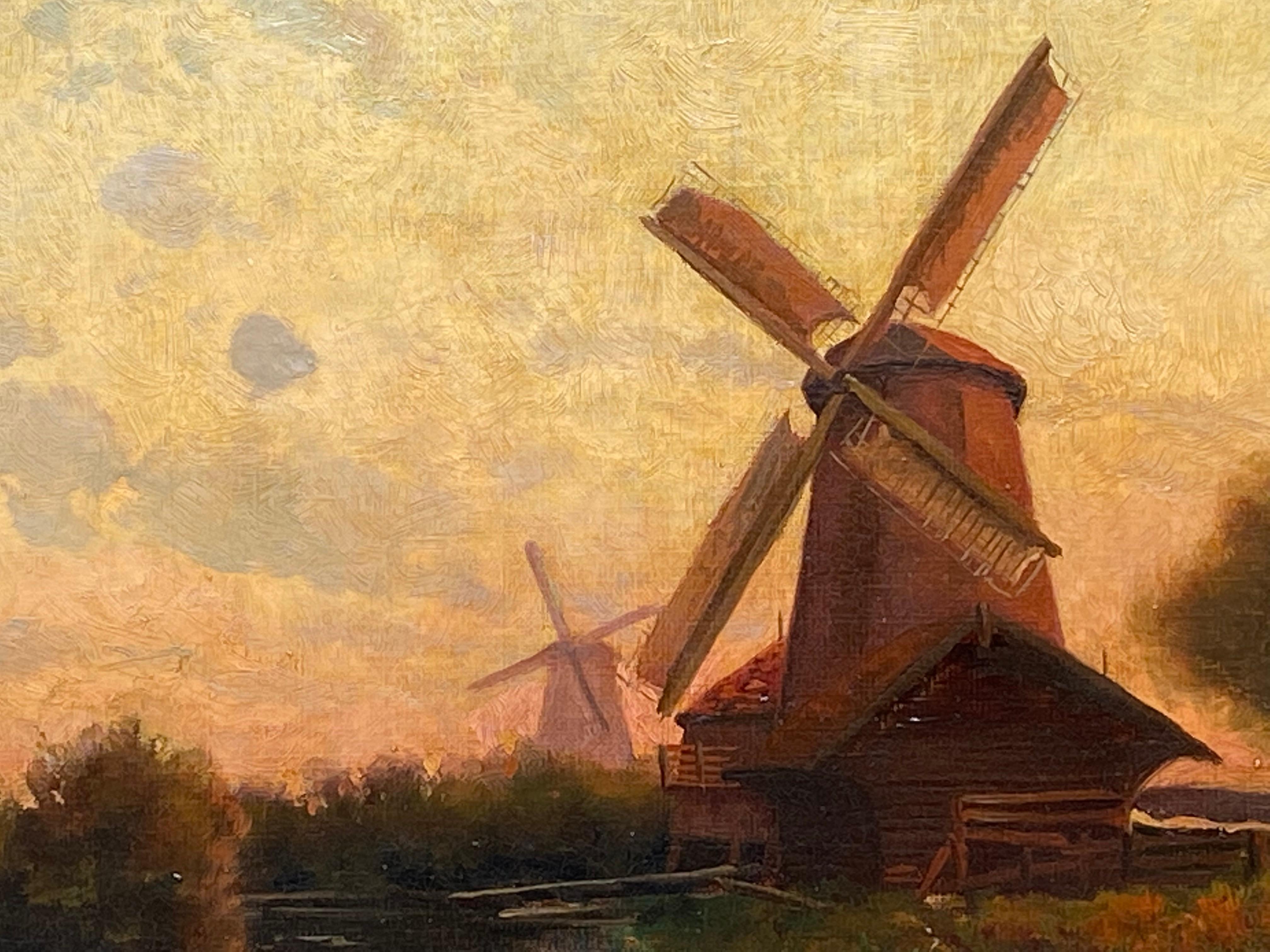 Boston Windmühlen (Beige), Landscape Painting, von Royal Hill Milleson
