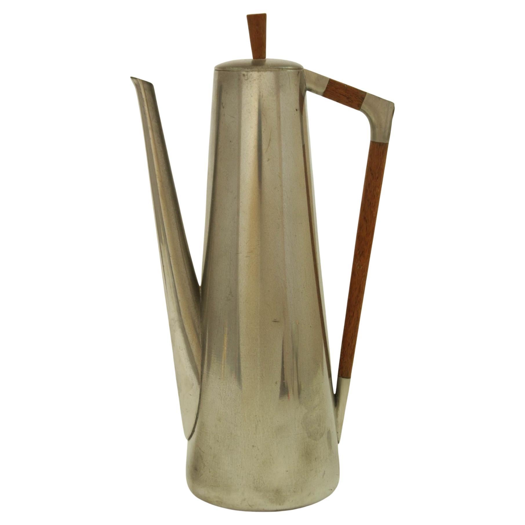 Royal Holland Pewter and Teak Danish Coffee Pot 1960s KMD Tiel Daalderop