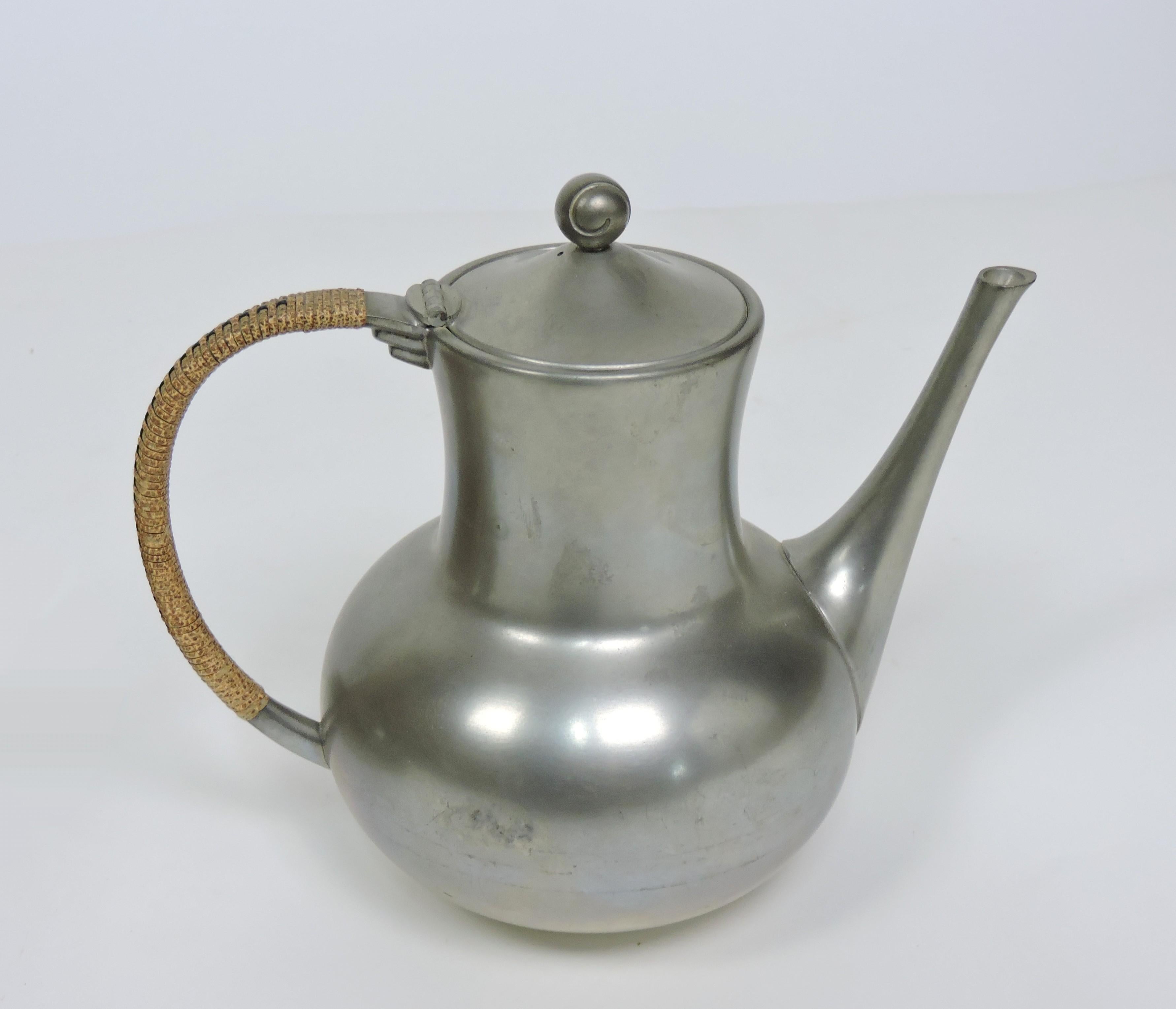Dutch Royal Holland Pewter Scandinavian Modern Coffee Set For Sale