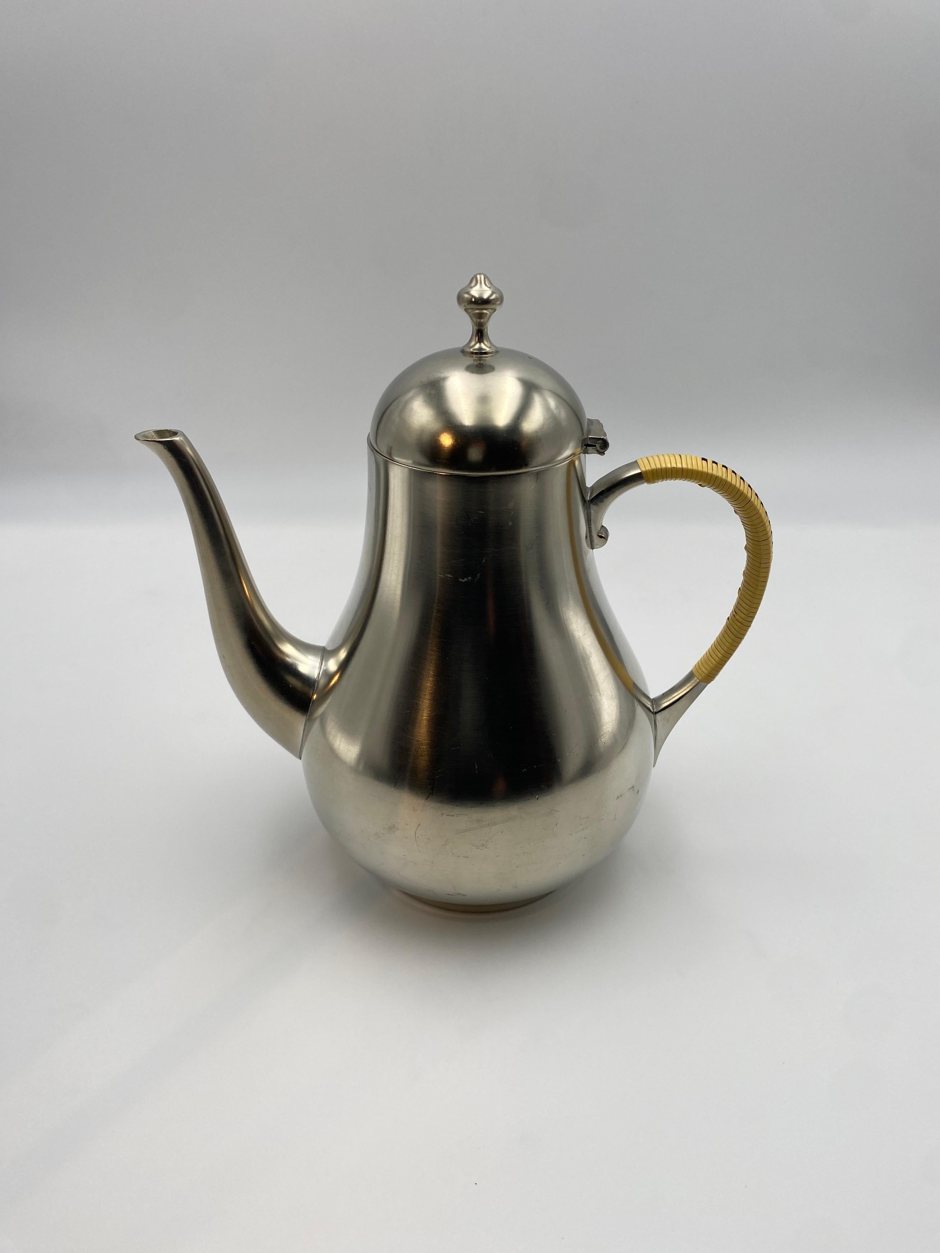 Hand-Crafted Royal Holland Pewter Tea Pot For Sale