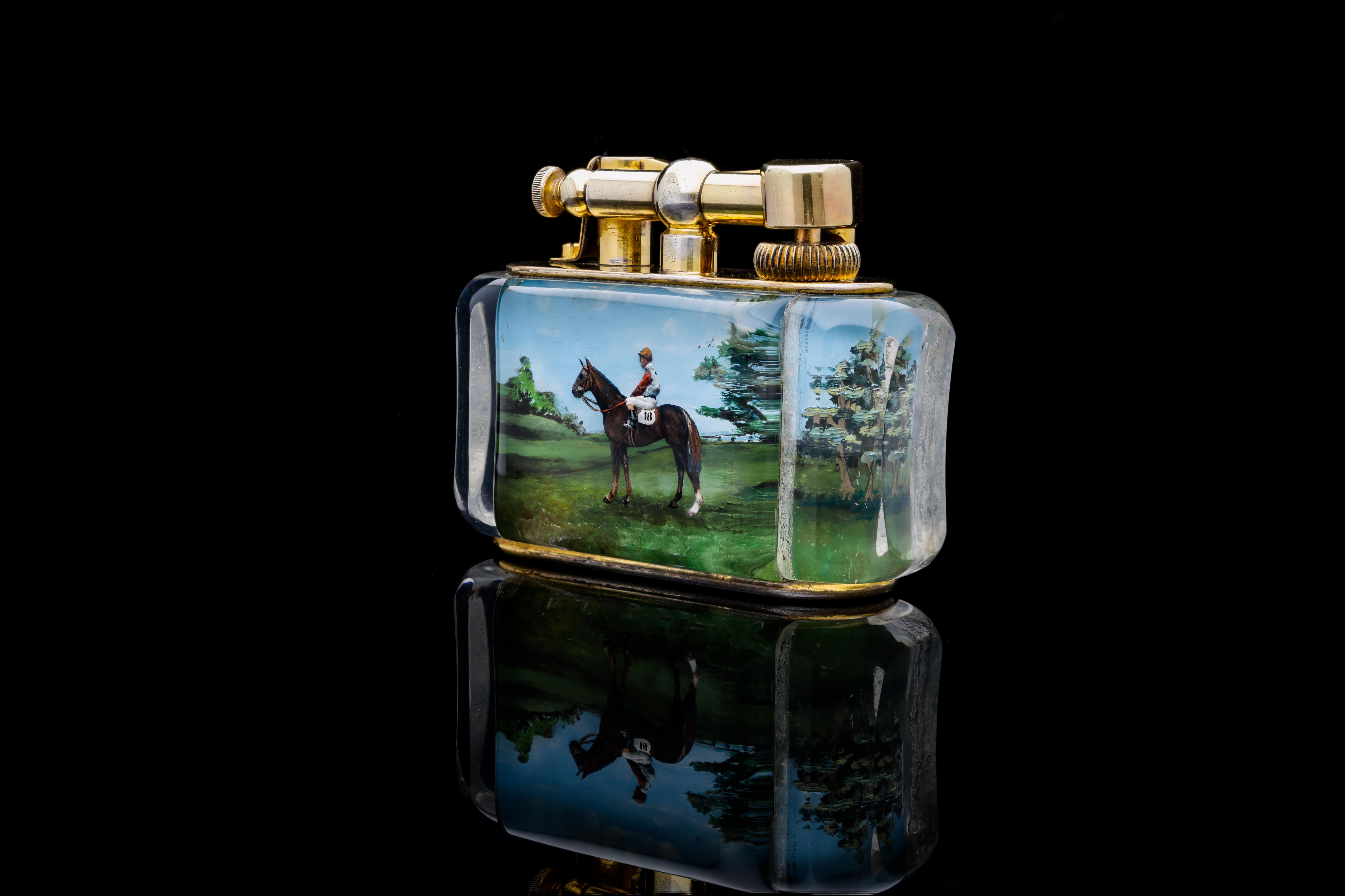 Mid-Century Modern Briquet de table « Aquarium » Dunhill pour la Royal Hunt Cup Ascot 1955 gagnant - Course de chevaux en vente