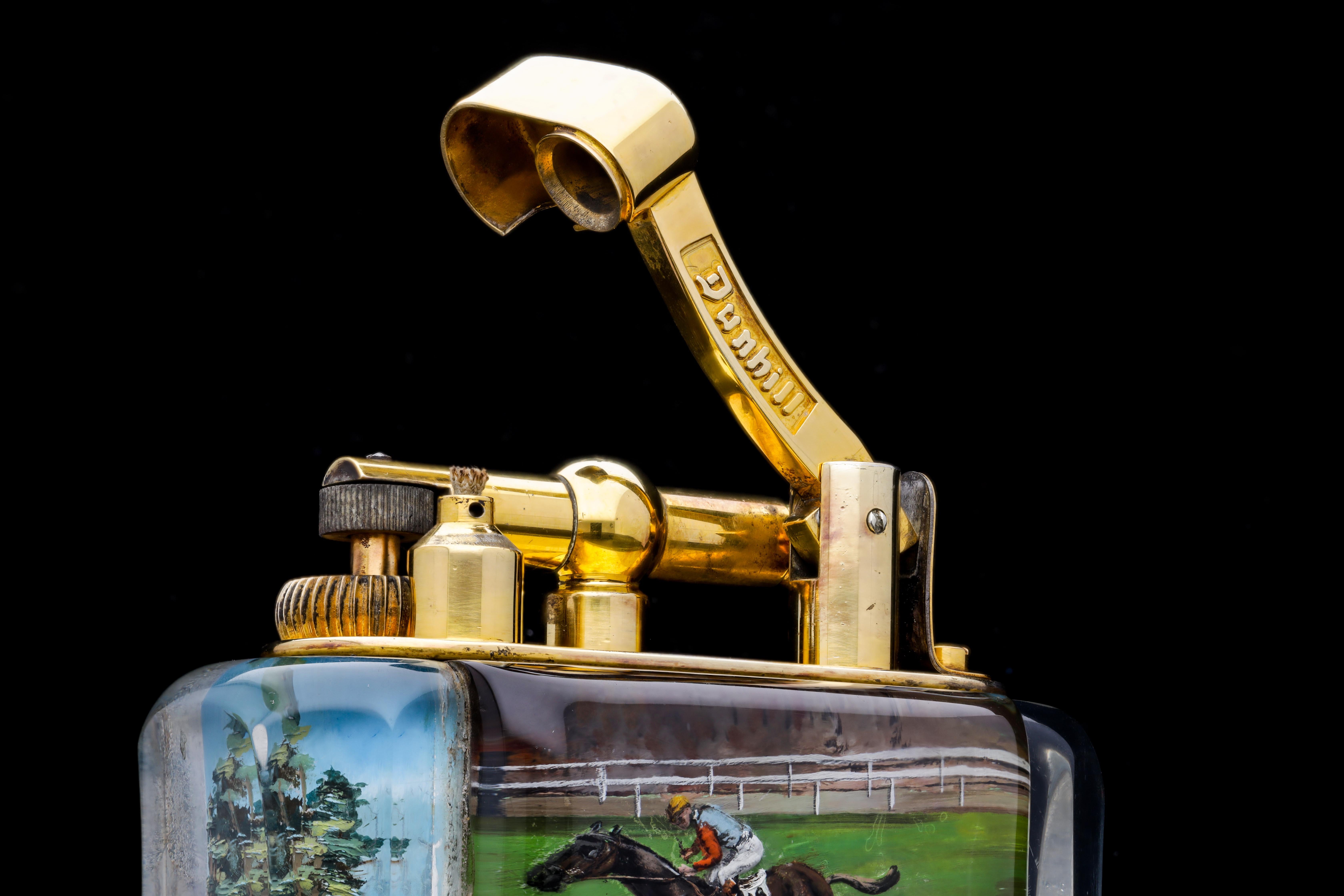 Royal Hunt Cup Ascot 1955 Winner - Horse Racing Dunhill 'Aquarium' Table Lighter In Excellent Condition For Sale In London, by appointment only