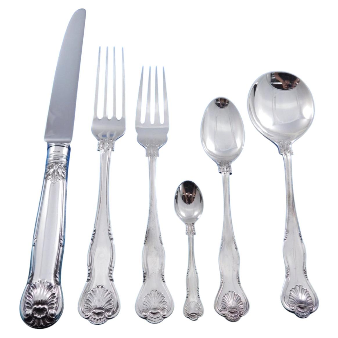 Pre-owned C.j. Vander Royal Husk By Cj Vander English Sterling Silver Flatware Set 12 Dinner 72 Pieces