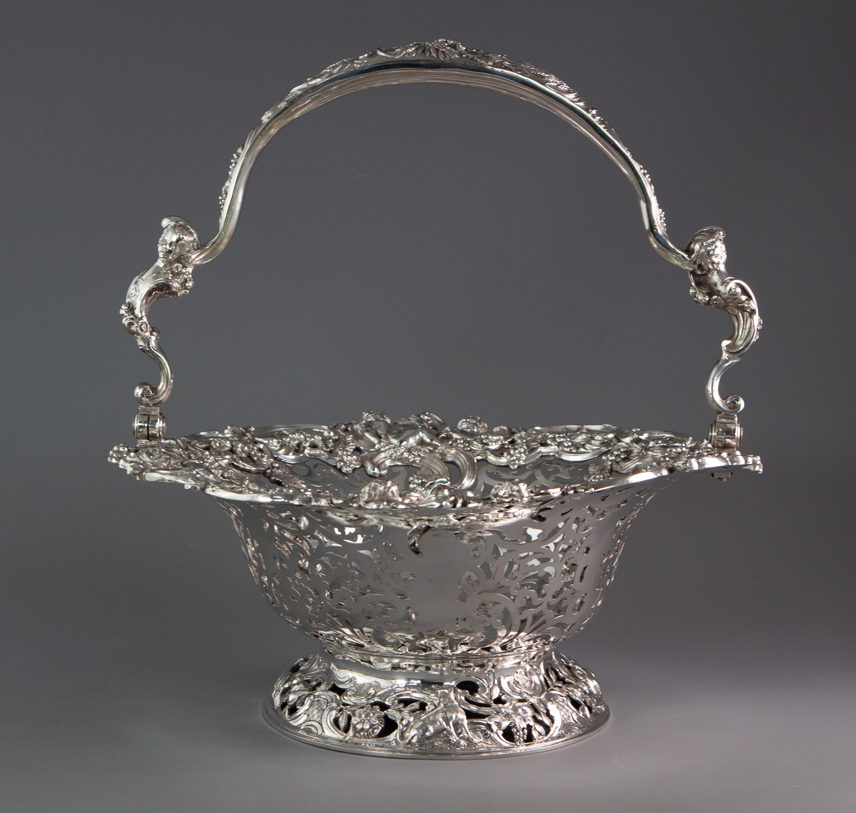 British Royal Interest, a George II Silver Harvest Basket London 1759, by William Tuite For Sale