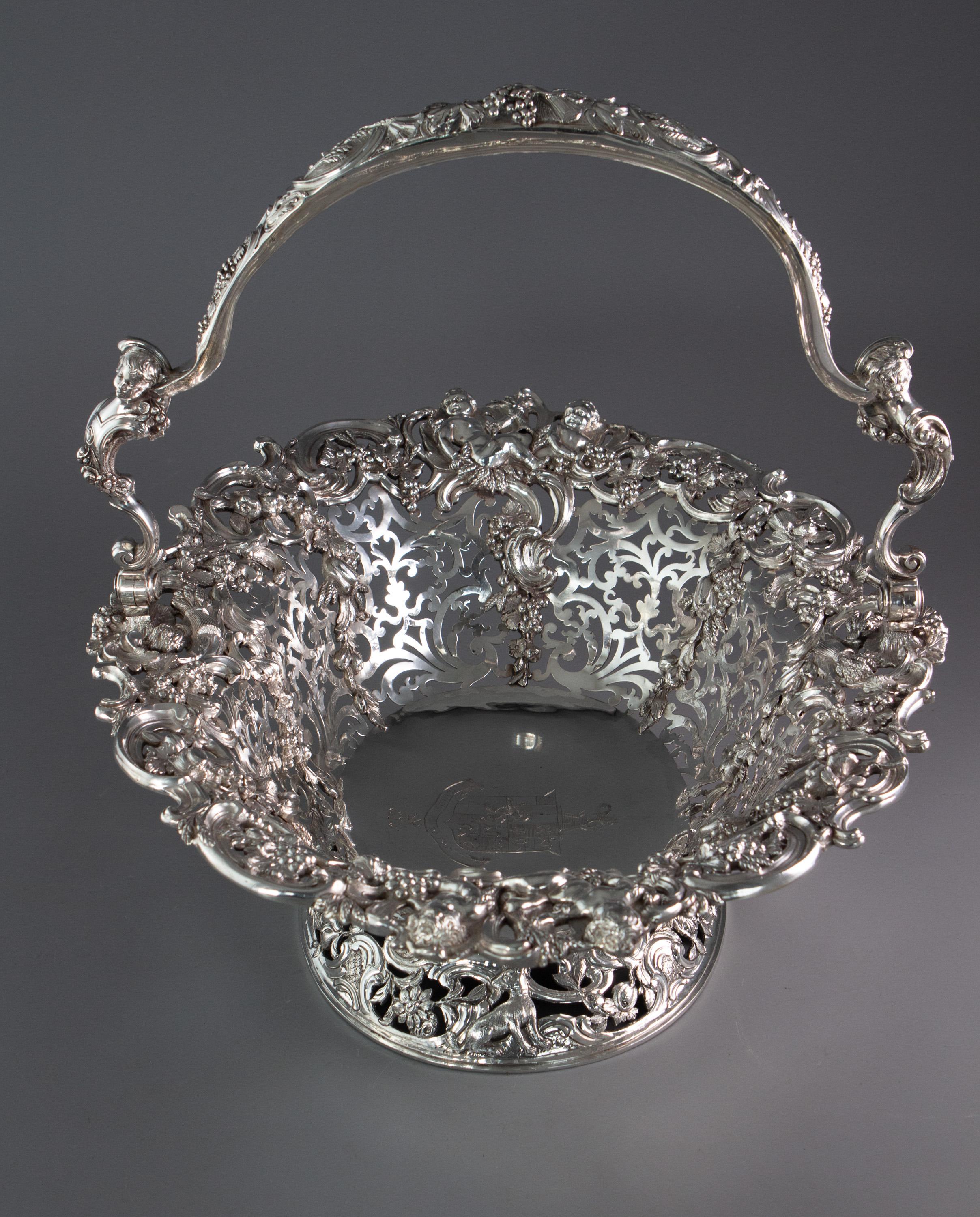Hand-Crafted Royal Interest, a George II Silver Harvest Basket London 1759, by William Tuite For Sale