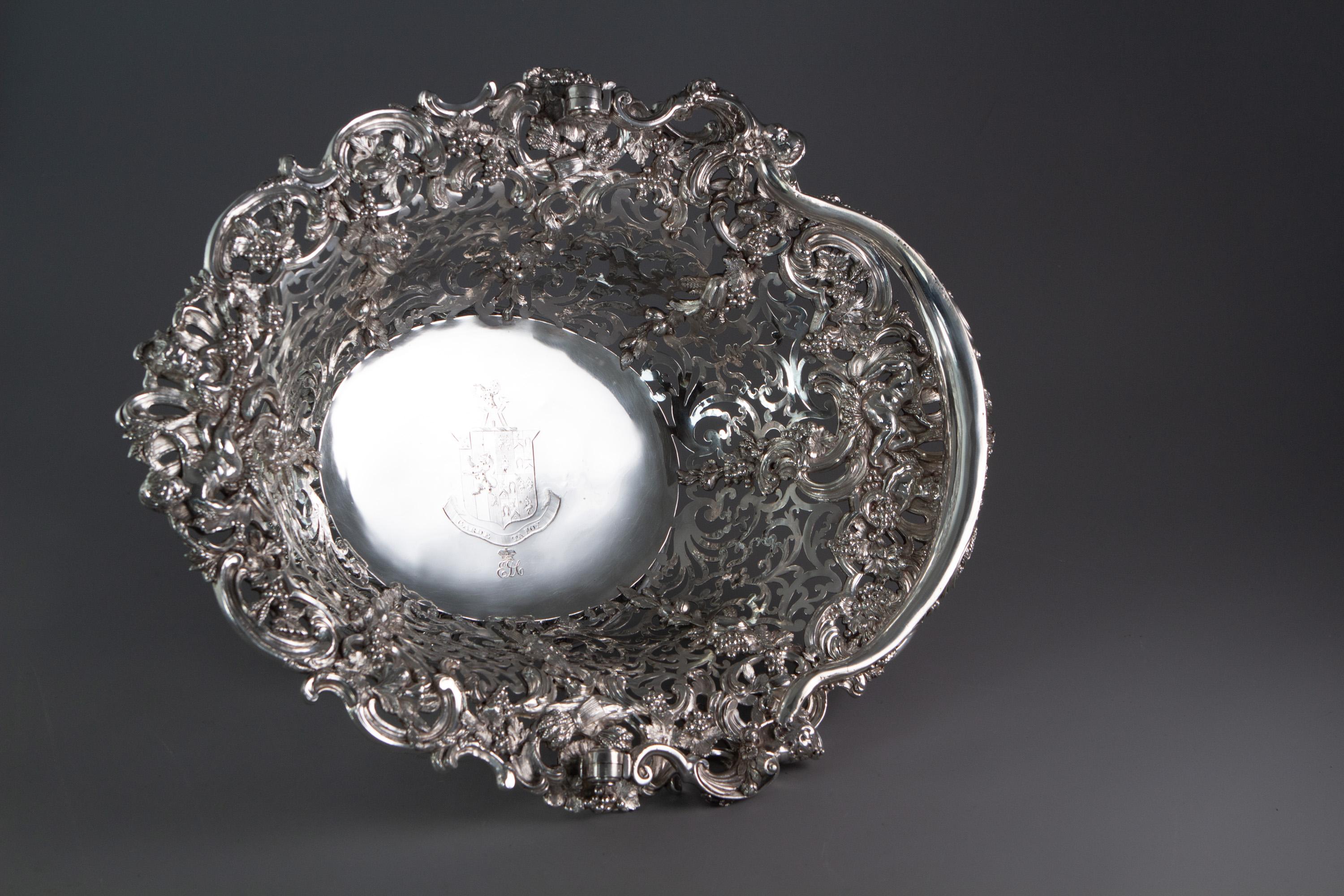 Mid-18th Century Royal Interest, a George II Silver Harvest Basket London 1759, by William Tuite For Sale