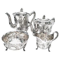 Vintage Royal Irish Silver Co 4-Piece Sterling Silver Dairymaid Tea and Coffee Set