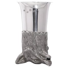 Royal Irish Silver Co. Sterling Silver-Gilt Wolf Stirrup Cup, 1972