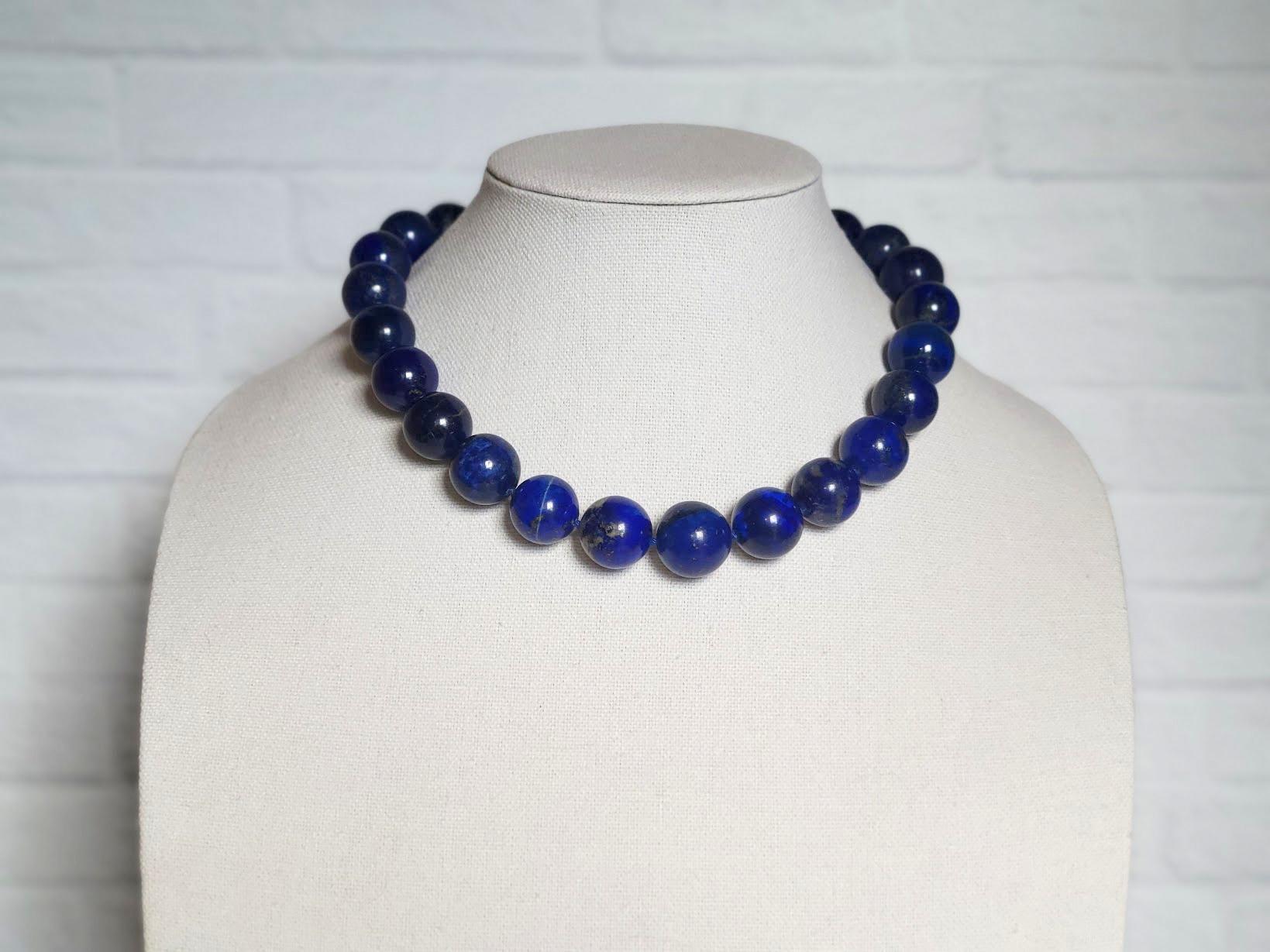 Bead Royal Lapis Lazuli Necklace For Sale