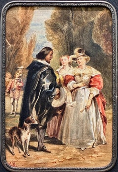 Royal Leather Presentation Portfolio with Watercolor and Silver Mounts