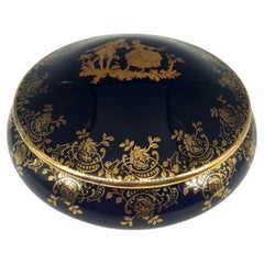 Caja de baratijas de porcelana azul y dorada Royal Limoges Francia