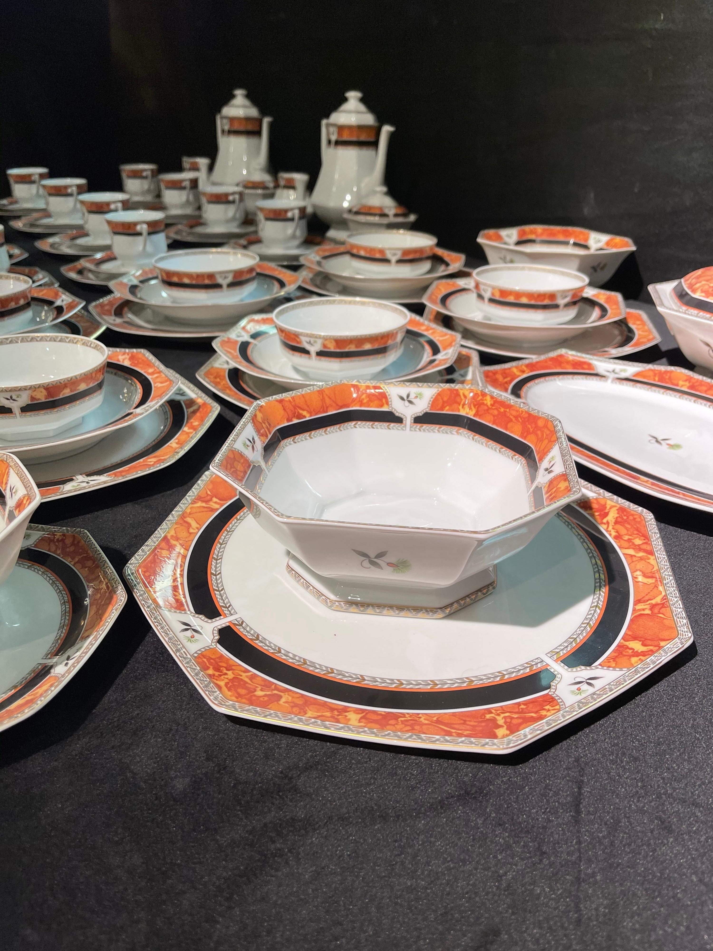 Royal Limoges Hardrien porcelain tea, coffee and dinner service. For Sale 8