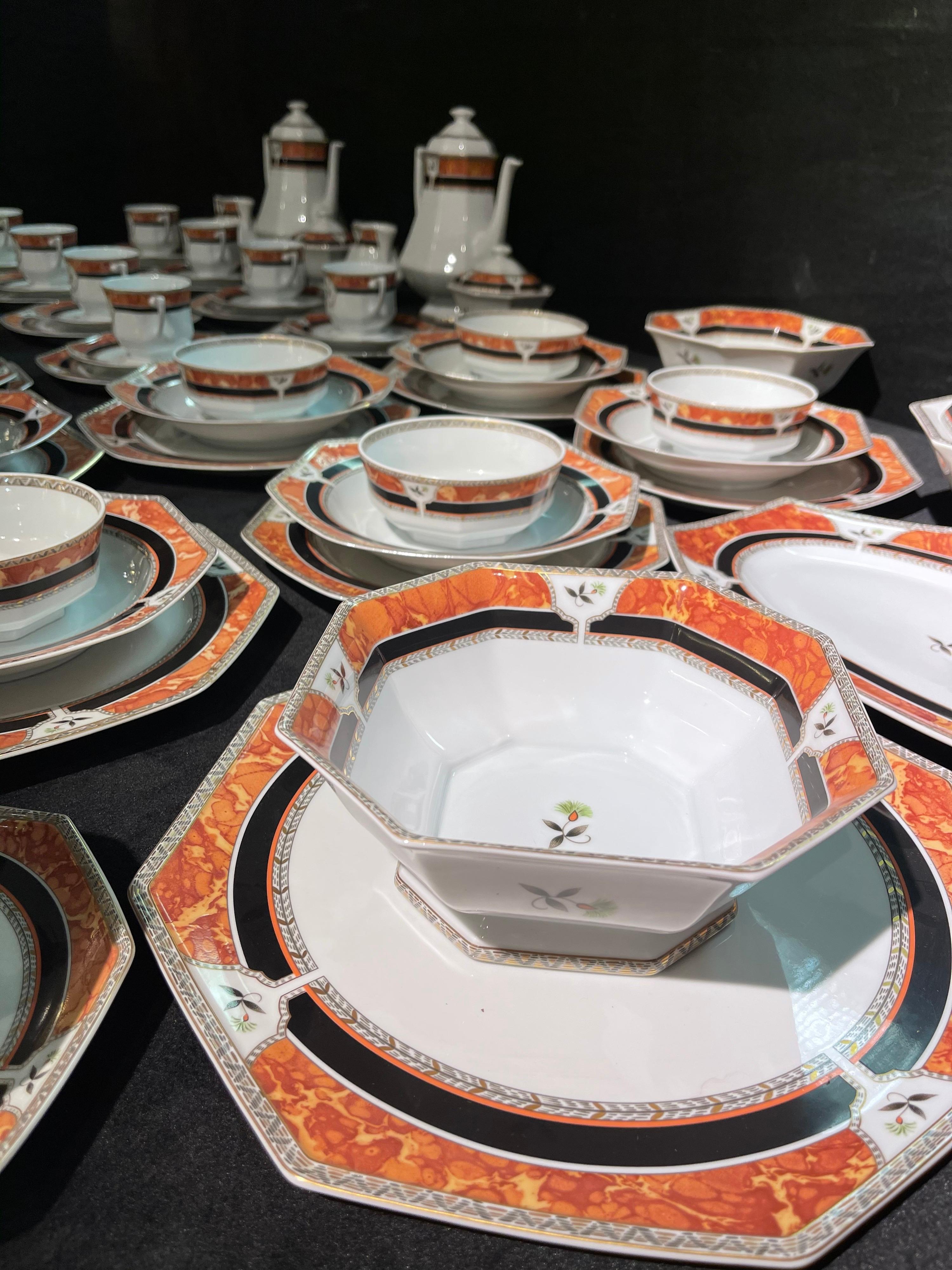 Royal Limoges Hardrien porcelain tea, coffee and dinner service. For Sale 9