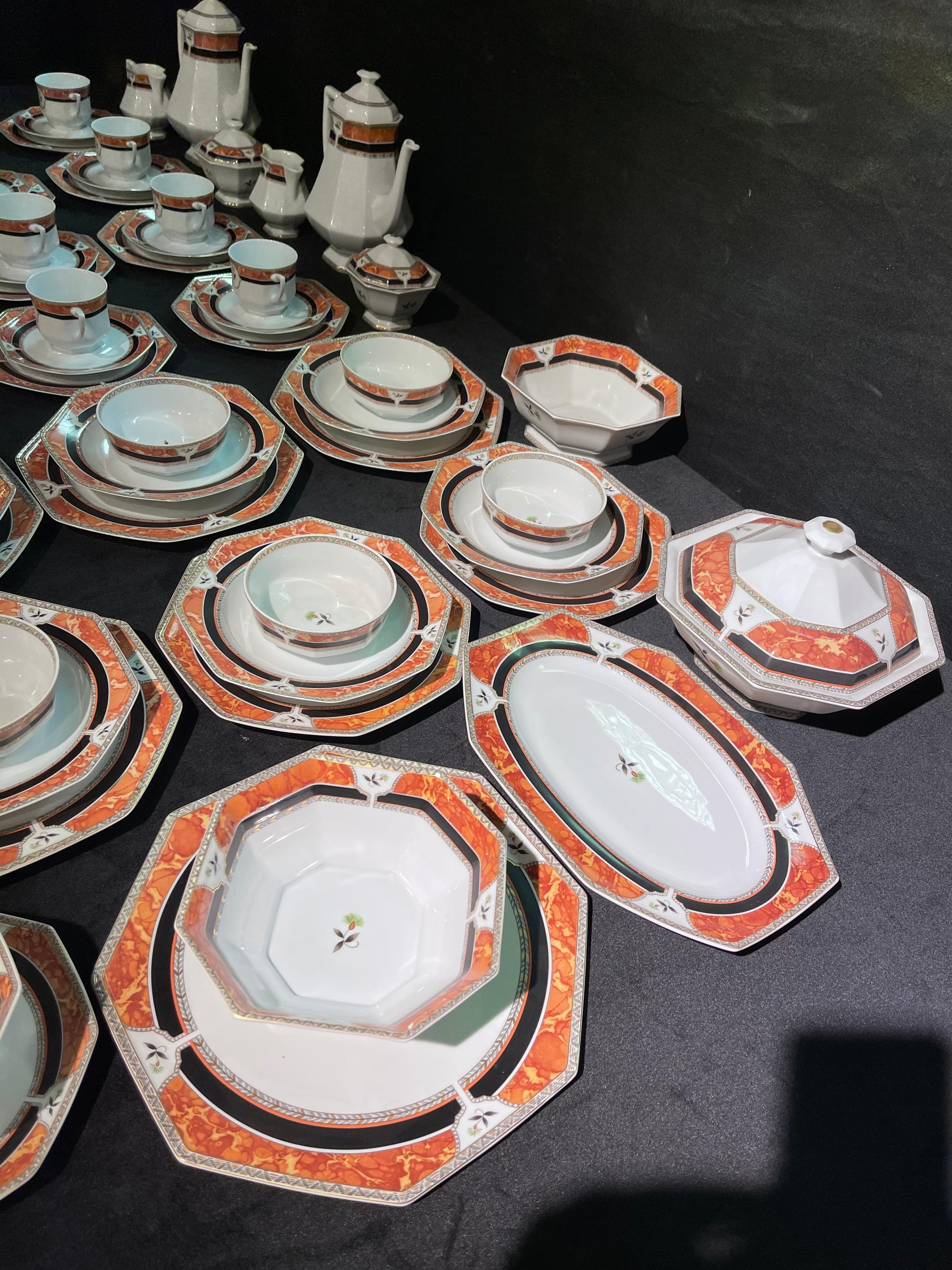 Royal Limoges Hardrien porcelain tea, coffee and dinner service. For Sale 1
