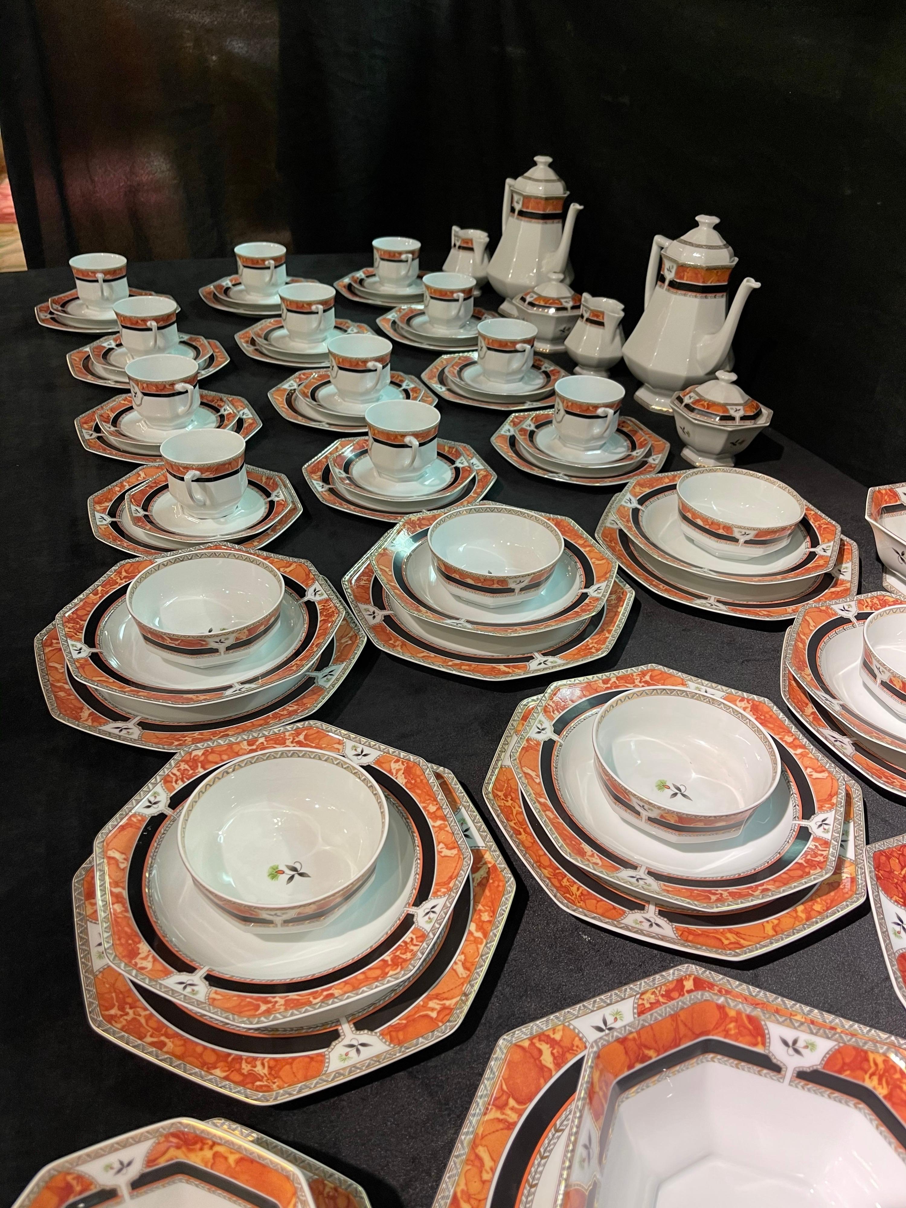 Royal Limoges Hardrien porcelain tea, coffee and dinner service. For Sale 2