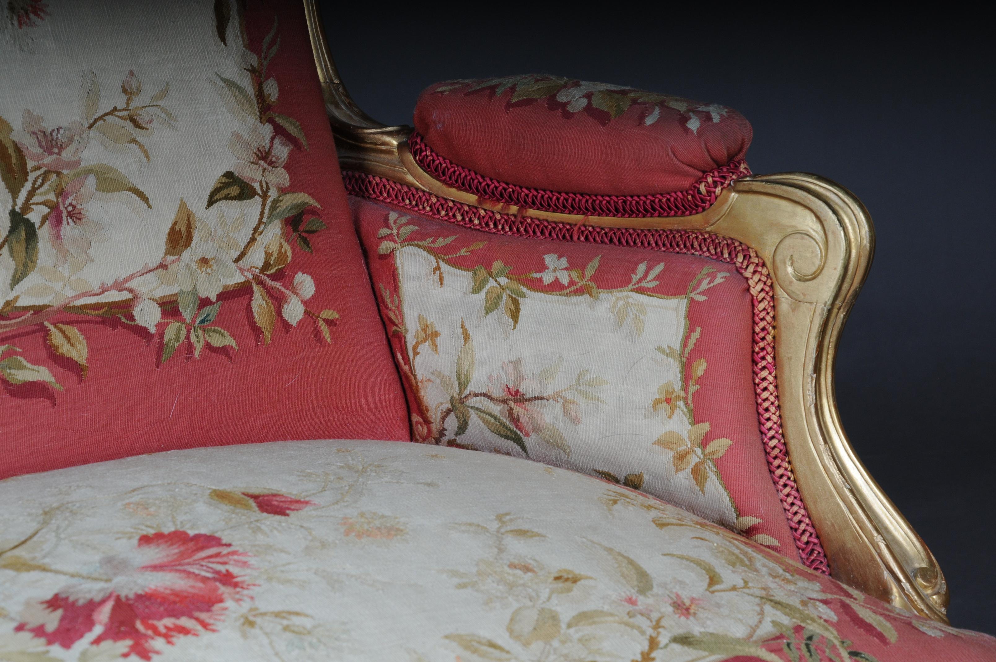 Canapé et chaises Royal Louis XV ou Rococo en tapisserie, or, Napoléon III, 1880 en vente 4