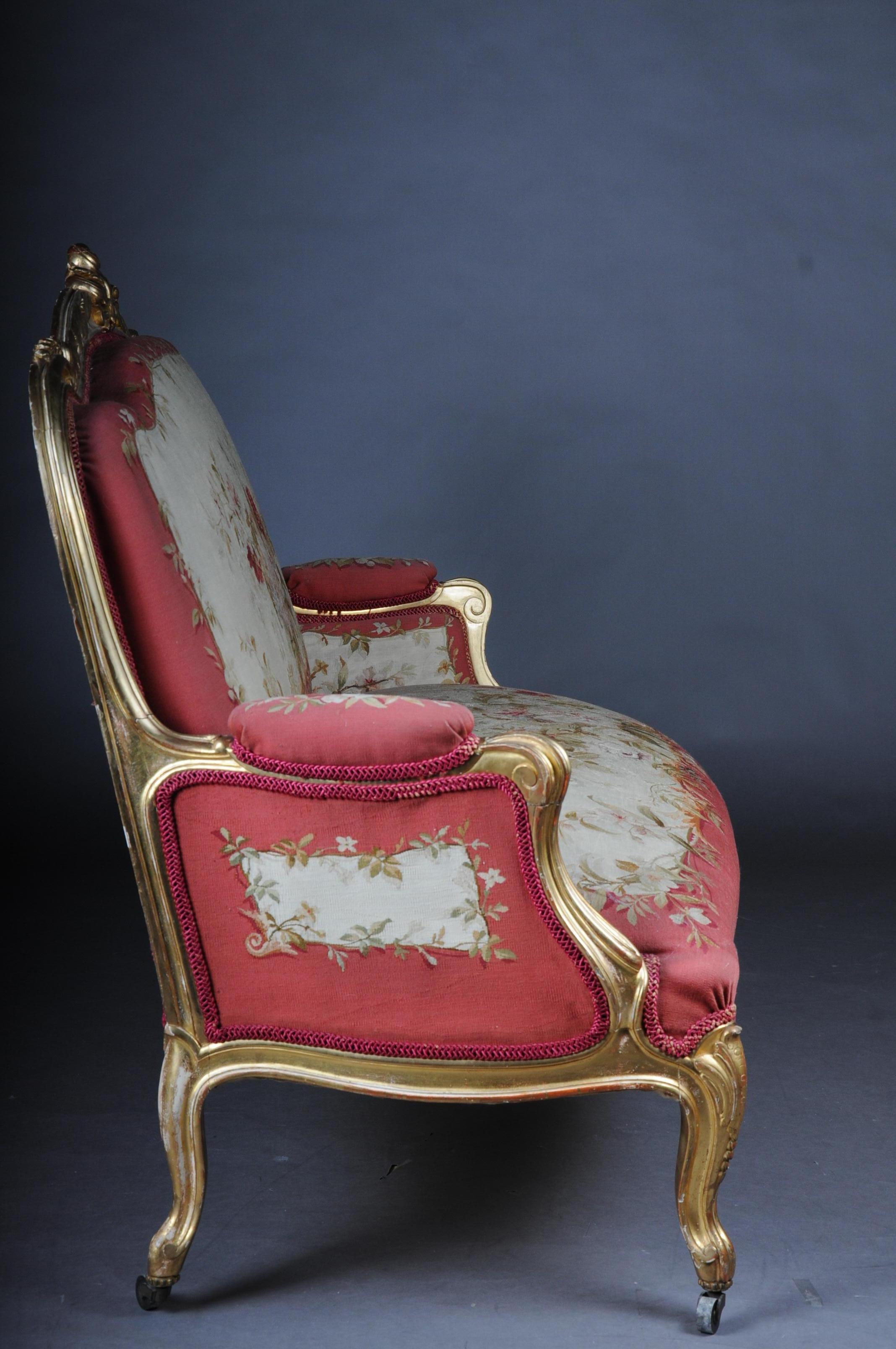 Royal Louis XV or Rococo Tapestry Sofa and Chairs, Gold, Napoleon III, 1880 For Sale 4