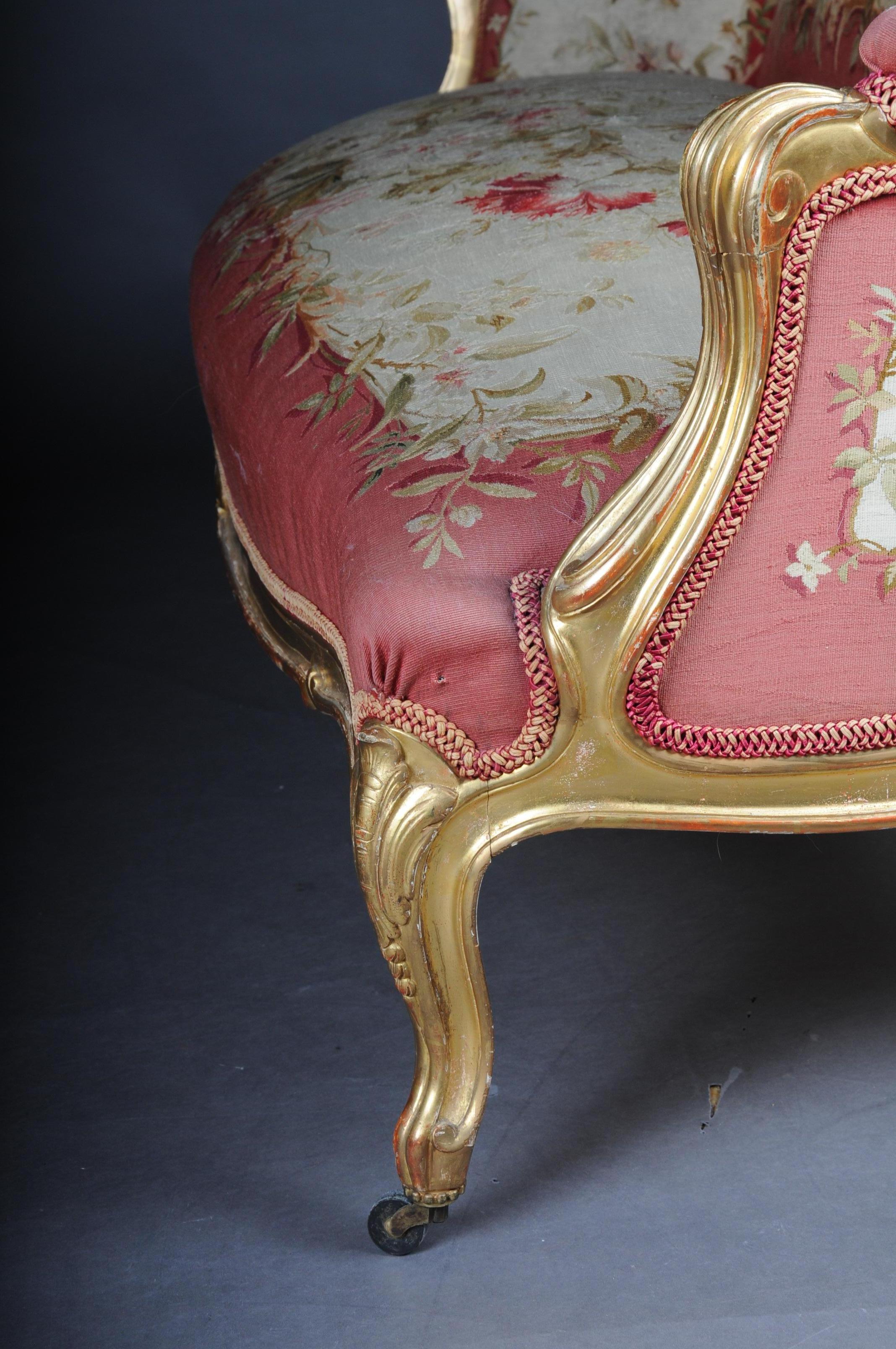 Canapé et chaises Royal Louis XV ou Rococo en tapisserie, or, Napoléon III, 1880 en vente 7