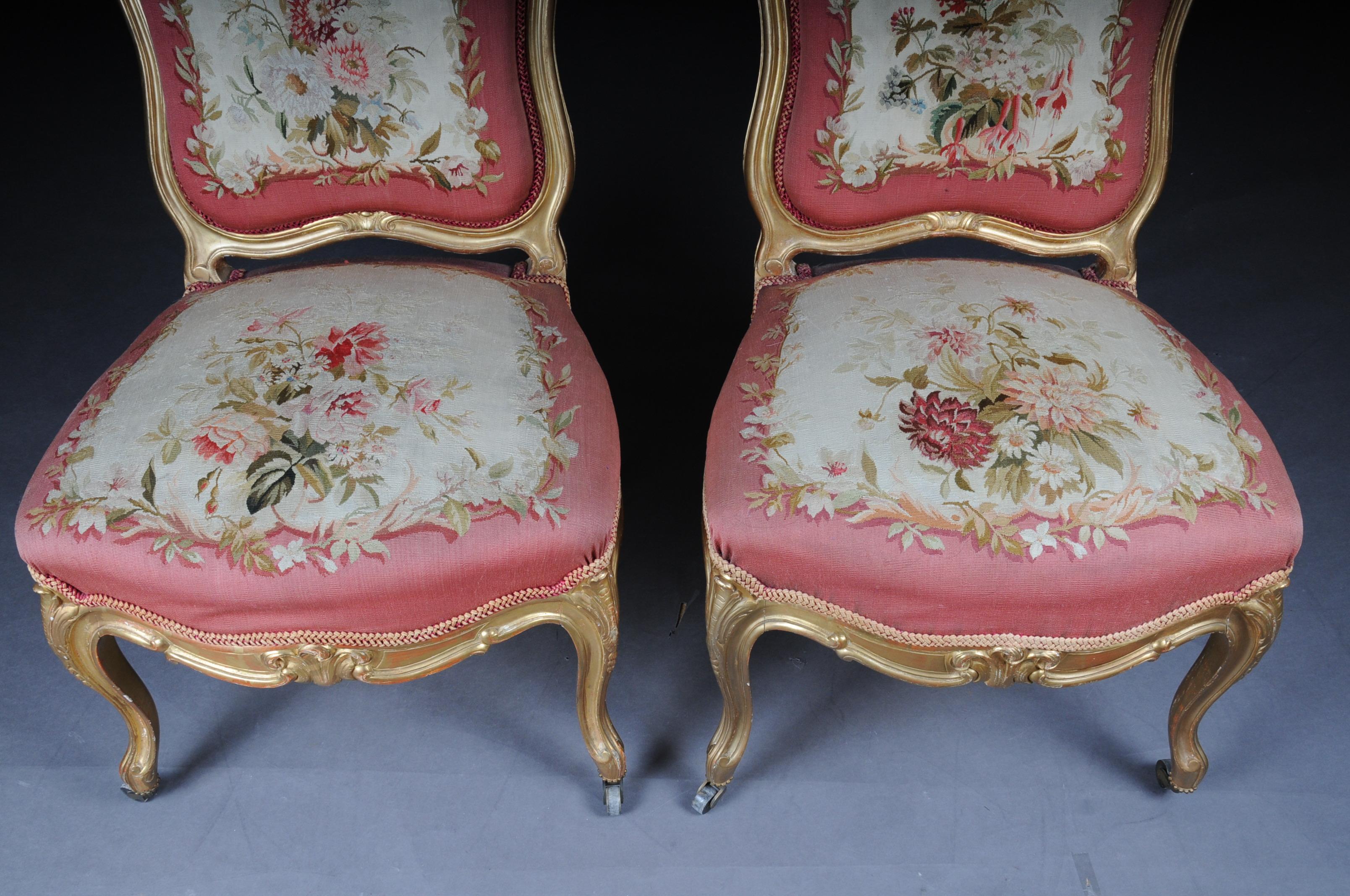 Royal Louis XV or Rococo Tapestry Sofa and Chairs, Gold, Napoleon III, 1880 For Sale 10