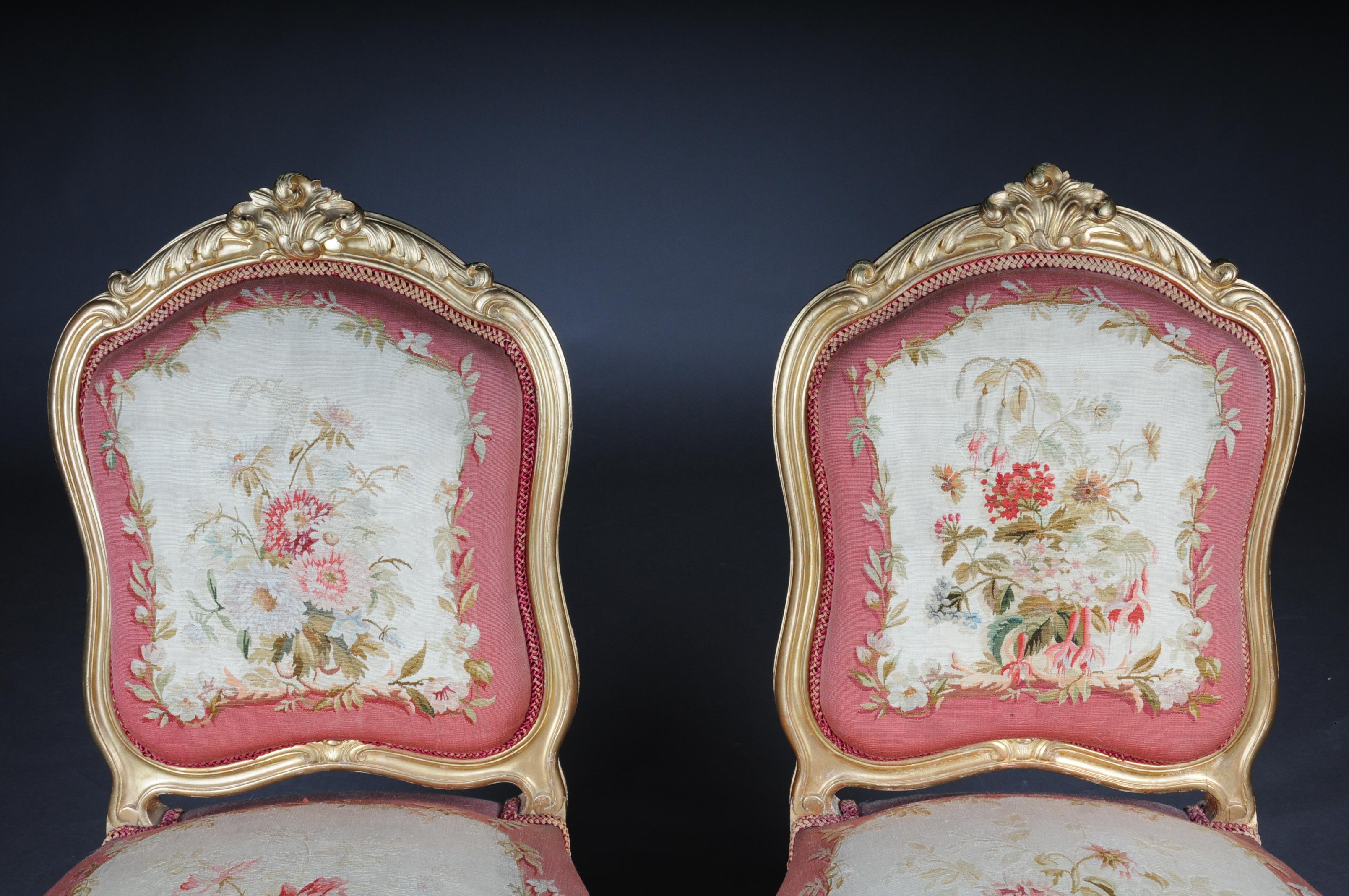Royal Louis XV.- oder Rokoko-Wandteppich-Sofa und Stühle, Gold, Napoleon III., 1880 im Angebot 12