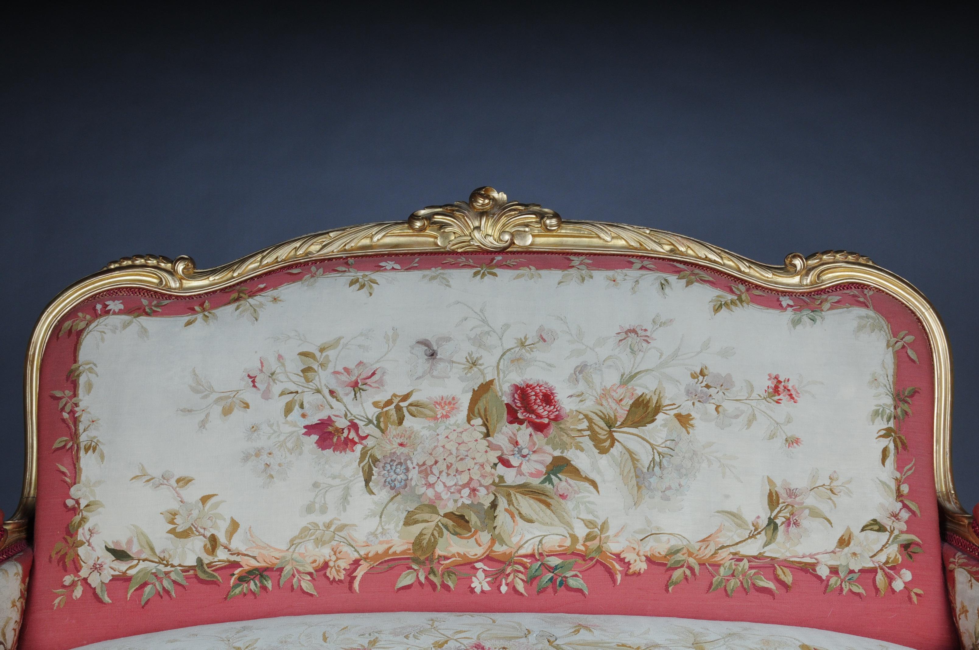 Royal Louis XV or Rococo Tapestry Sofa and Chairs, Gold, Napoleon III, 1880 In Good Condition For Sale In Berlin, DE