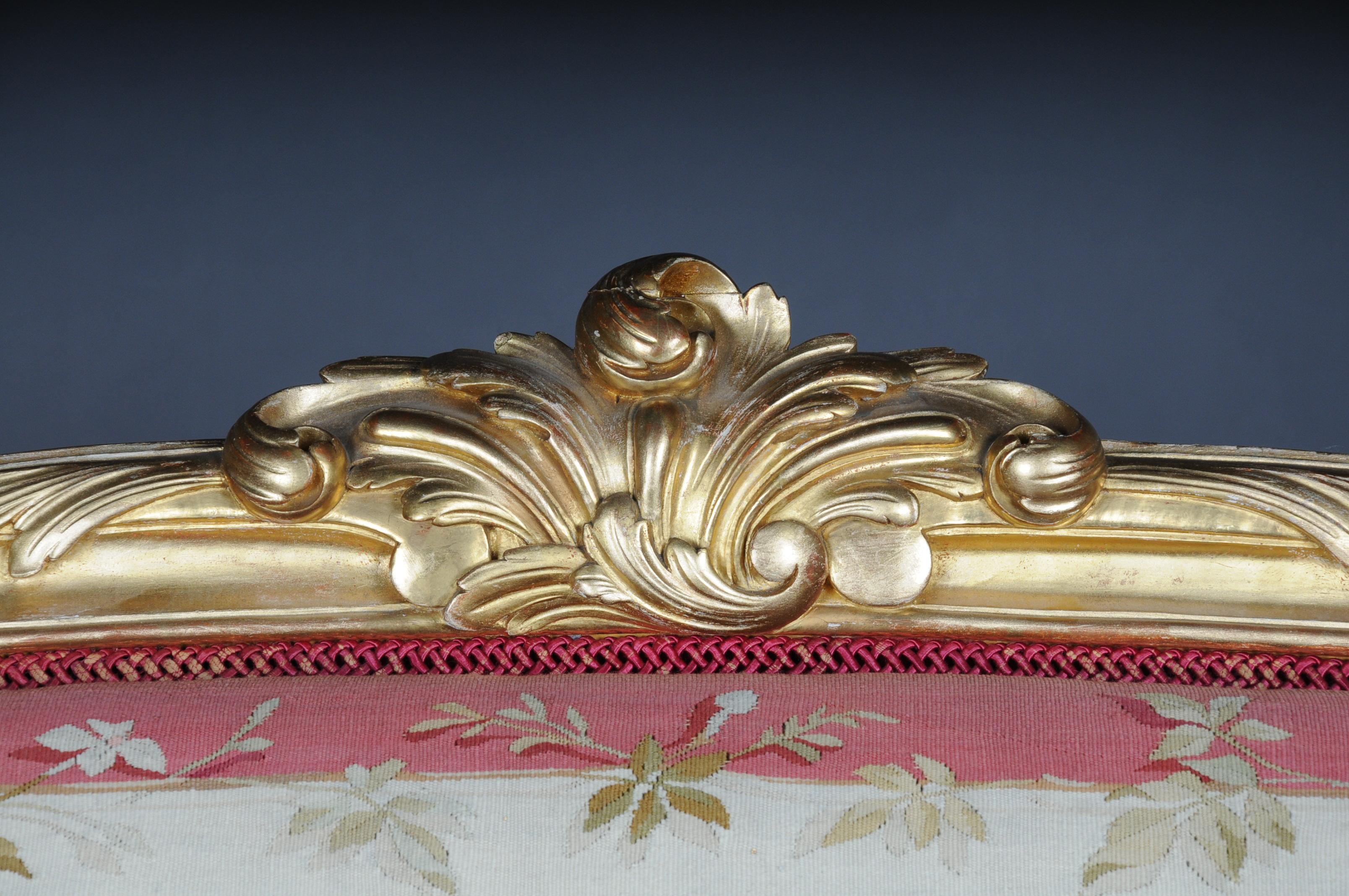 19th Century Royal Louis XV or Rococo Tapestry Sofa and Chairs, Gold, Napoleon III, 1880 For Sale