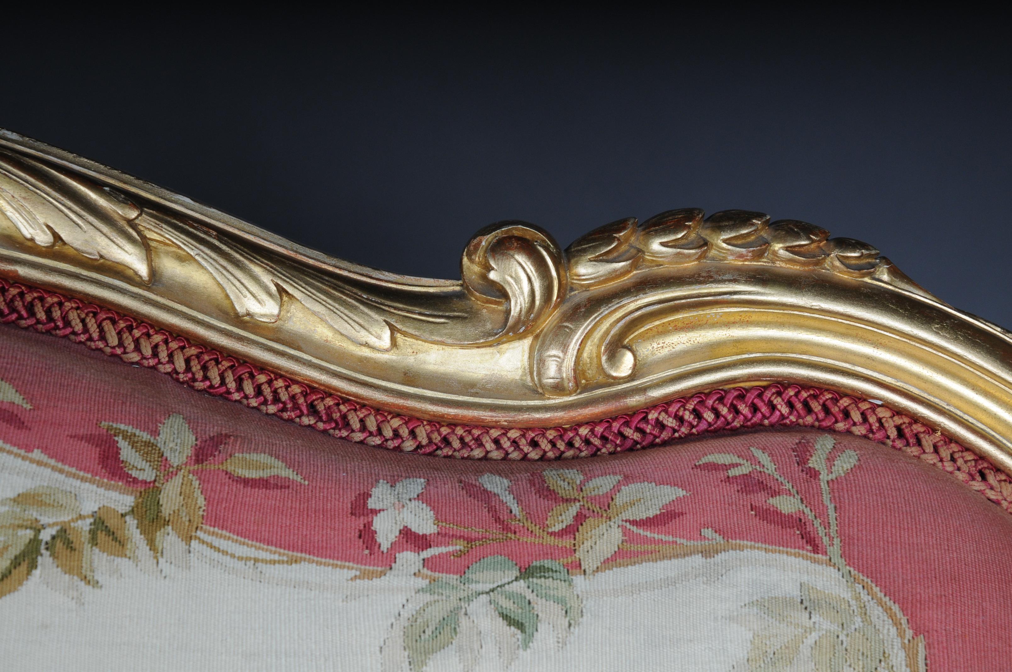 Royal Louis XV.- oder Rokoko-Wandteppich-Sofa und Stühle, Gold, Napoleon III., 1880 im Angebot 2