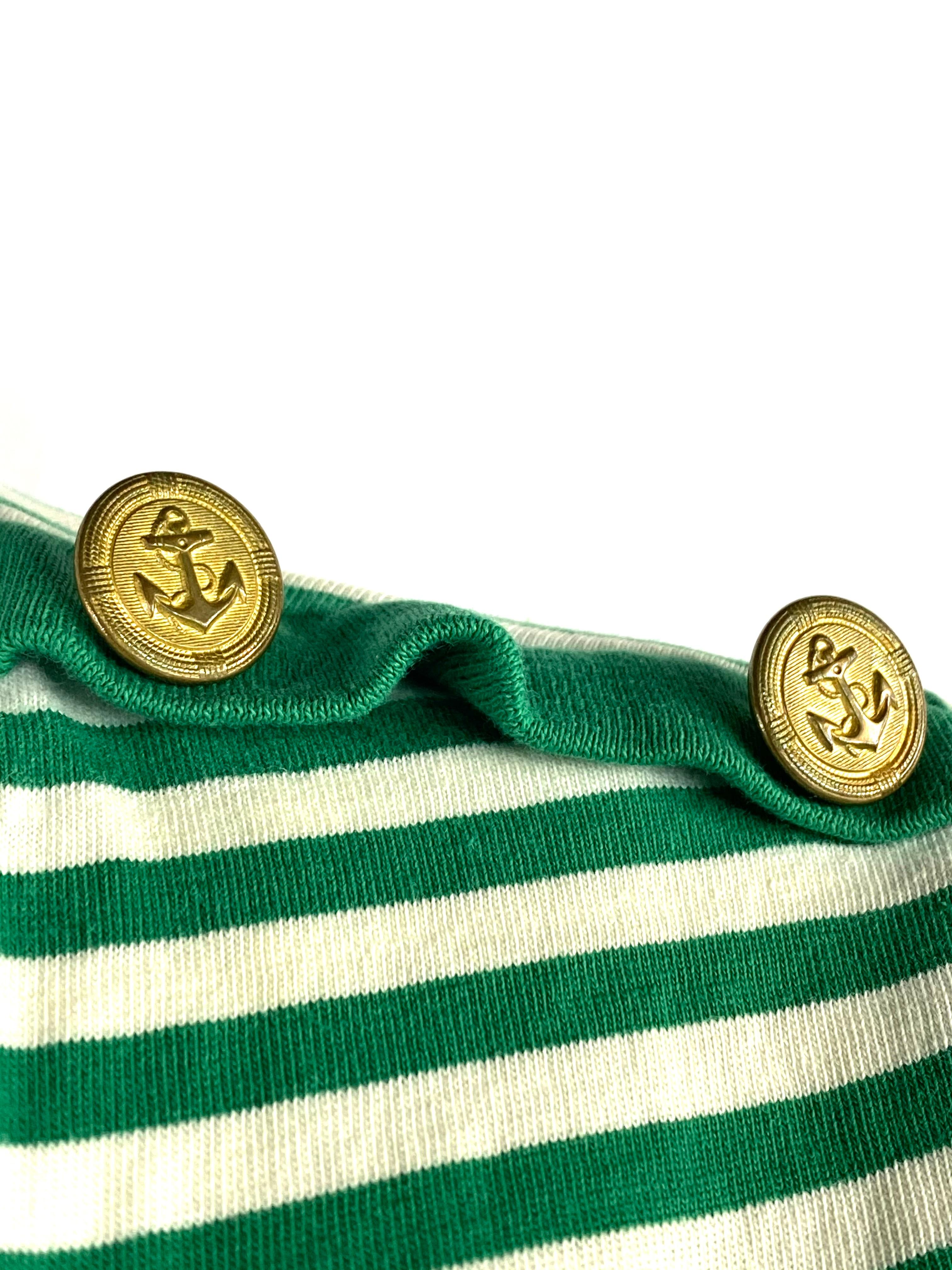 Royal Mer Bretange Weiß und Grün gestreiftes T-Shirt, Größe 46 für Damen oder Herren im Angebot