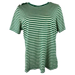 Royal Mer Bretange White and Green Striped T- Shirt, Size 46