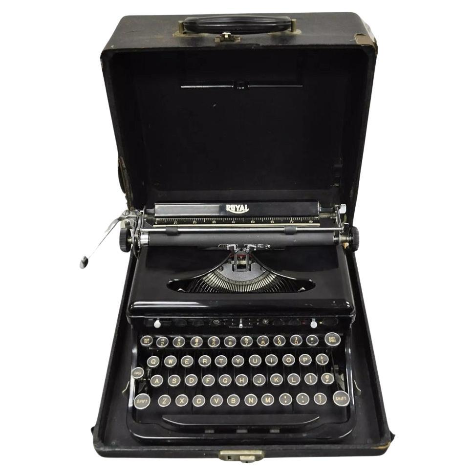 Royal Model O Touch Control Glossy Black Portable Manual Typewriter dans son coffret