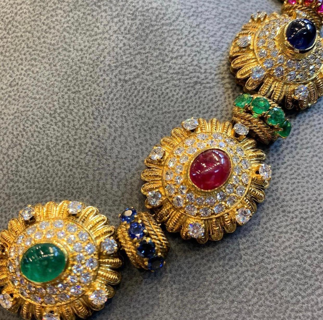 Royal Multi Gem Necklace and Bracelet Set Made by Van Cleef & Arpels 2