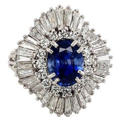 Royal Natural Sapphire and Diamond Tapers Exklusive Rock Ring Handgefertigt 18 Karat