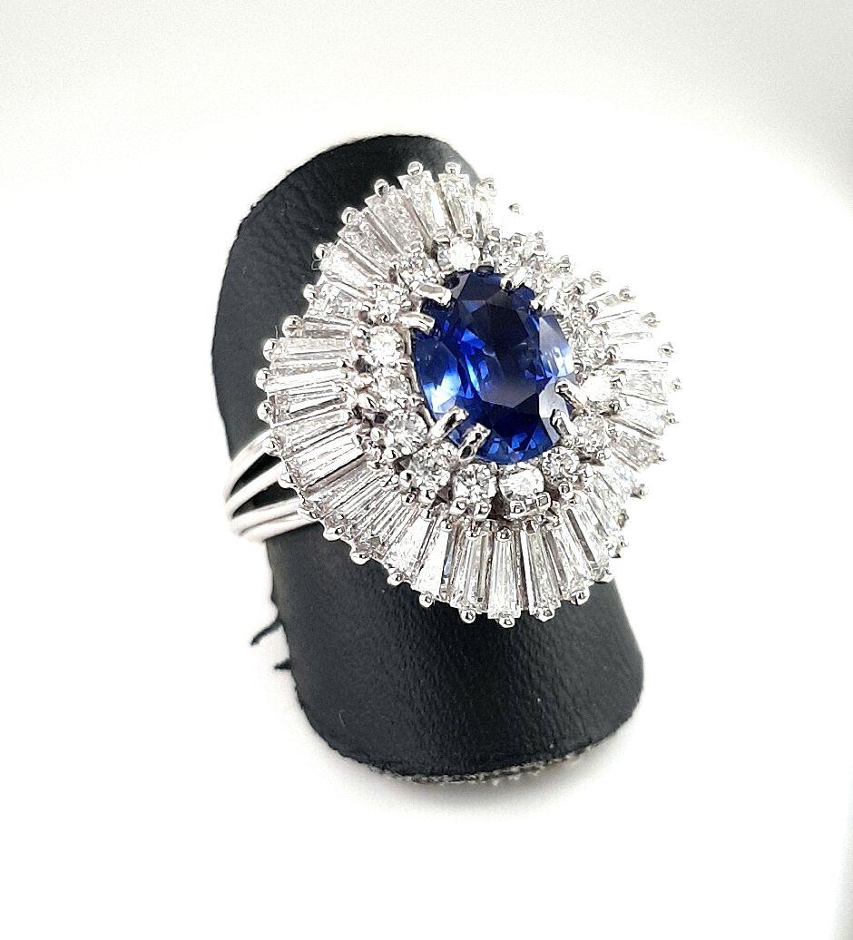 18kt Royal Natural Sapphire and Diamond Tapers Exclusive Skirt Ring Handmade For Sale 4