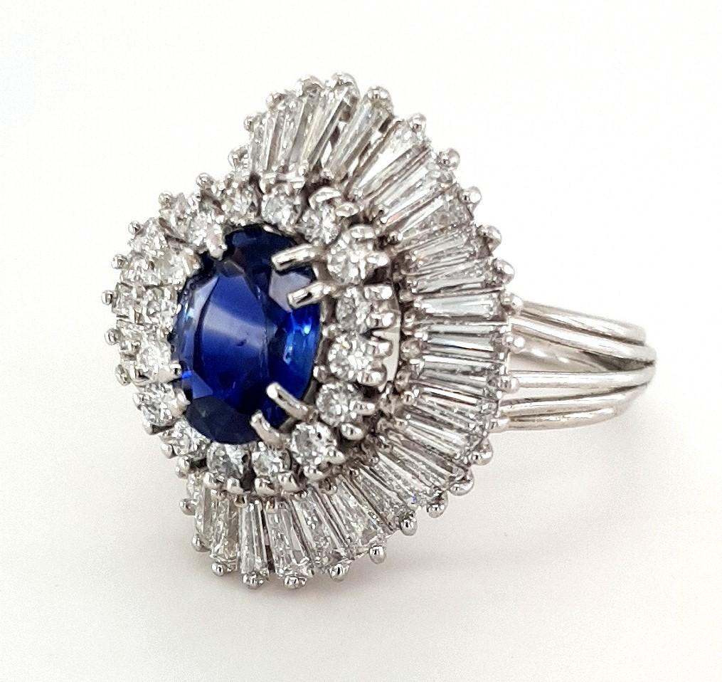 Women's or Men's 18kt Royal Natural Sapphire and Diamond Tapers Exclusive Skirt Ring Handmade For Sale