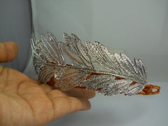 Royal Natural white topaz sterling silver tiara head accessory wedding band