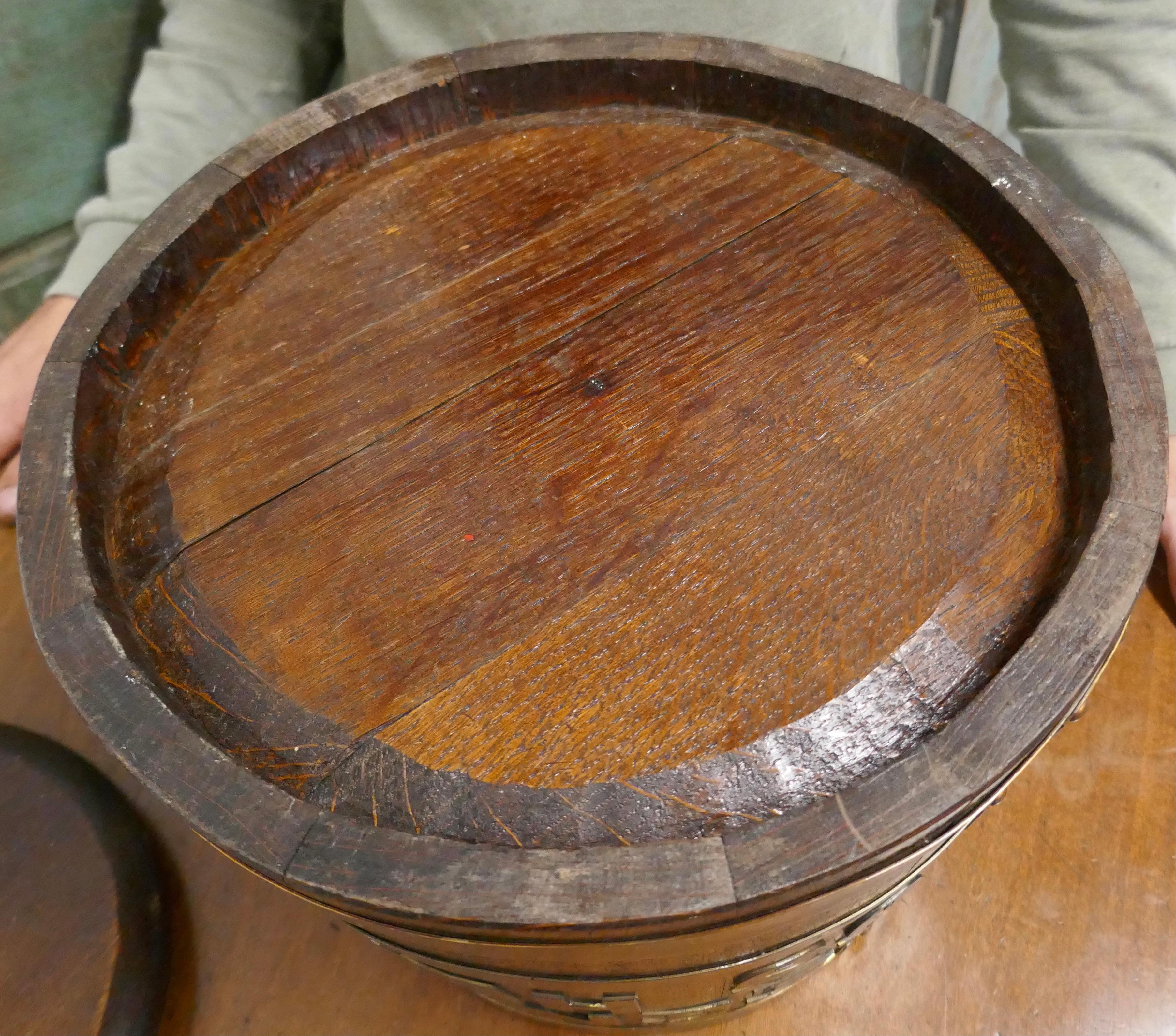Royal Navy “Grog Tub”, Oak and Brass Sailor’s Rum Barrel 1
