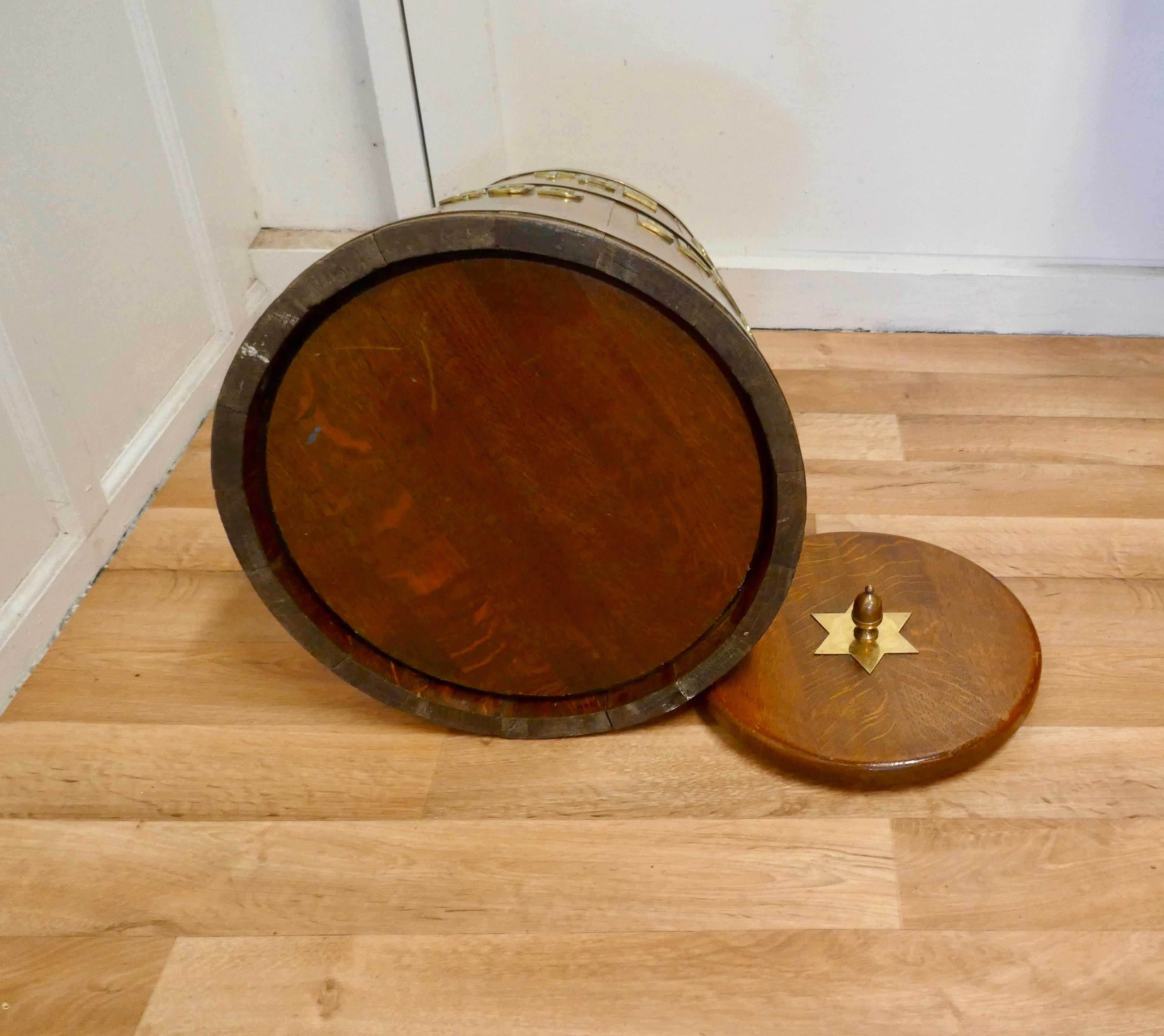 Royal Navy “Grog Tub”, Oak and Brass Sailor’s Rum Barrel 2