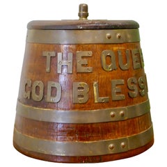 Vintage Royal Navy “Grog Tub”, Oak and Brass Sailor’s Rum Barrel